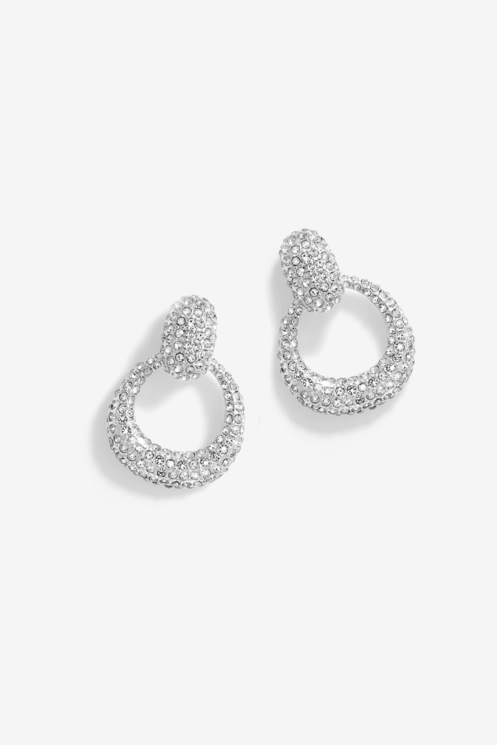 Mood Silver Crystal Doorknocker Drop Earrings