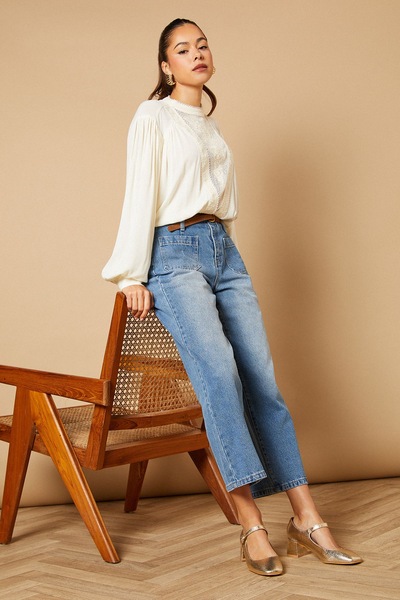 Oasis Romy Faux Metallic Leather Mary Jane Low Block Heeled Shoes Gold