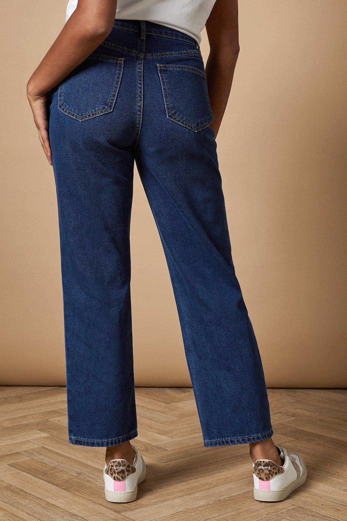 Oasis Denim Pleat Front Mom Jean Mid Blue image 3