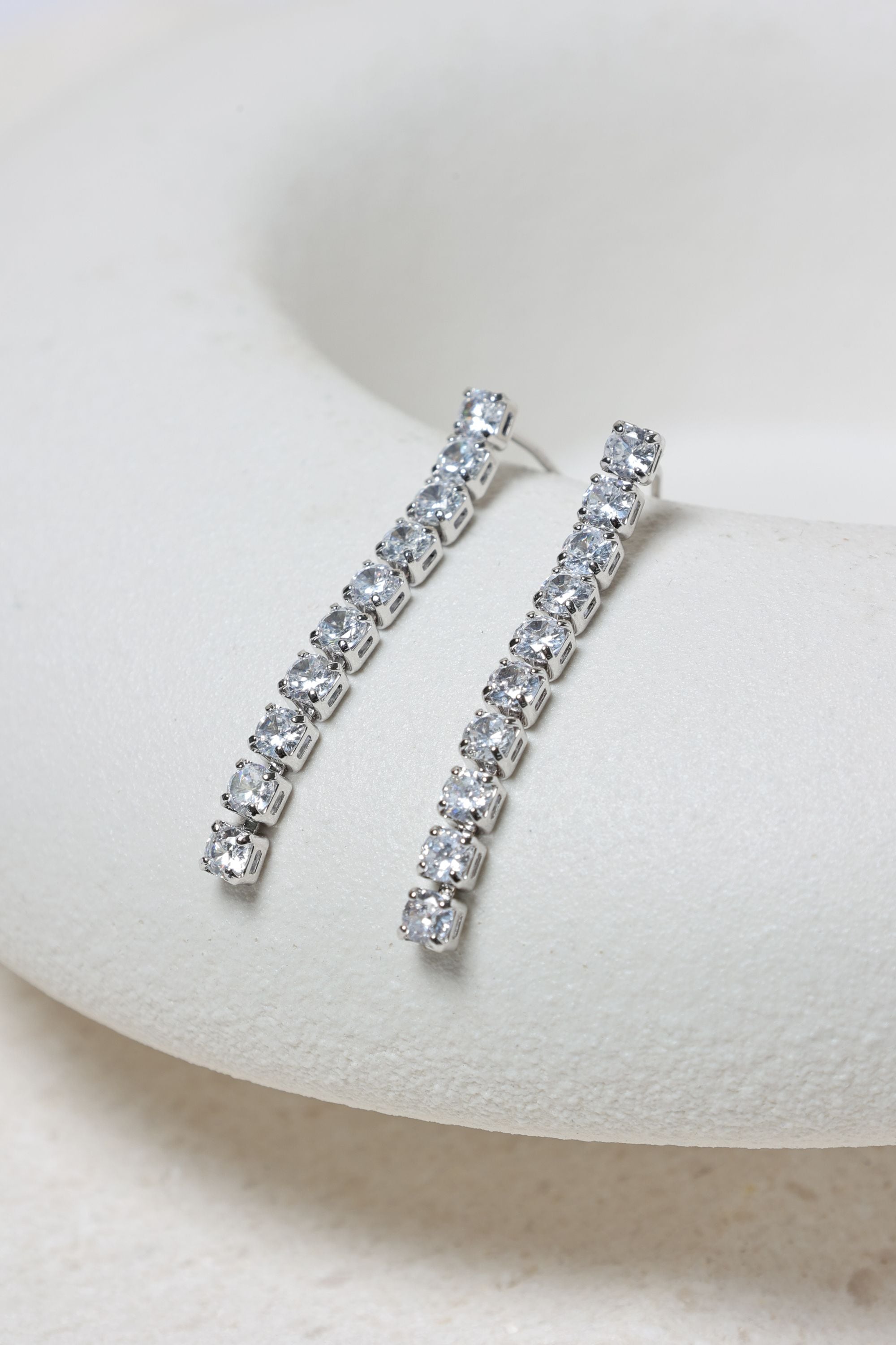 Jon Richard Rhodium Plated and Cubic Zirconia Round Tennis Earrings image 3