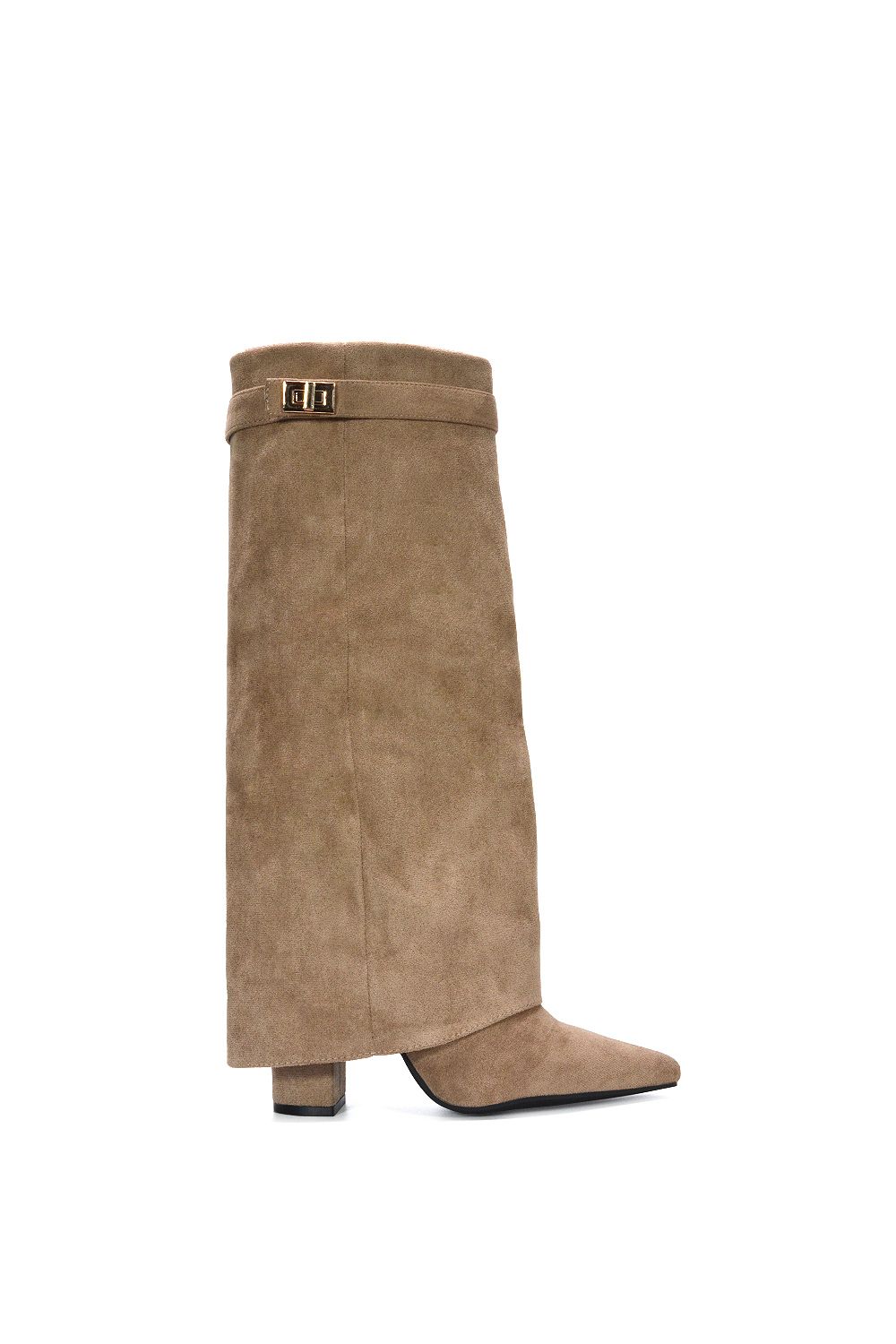 XY London 'Rayna' Block Heel Knee High Foldover Boots With Pointed Toe image 1