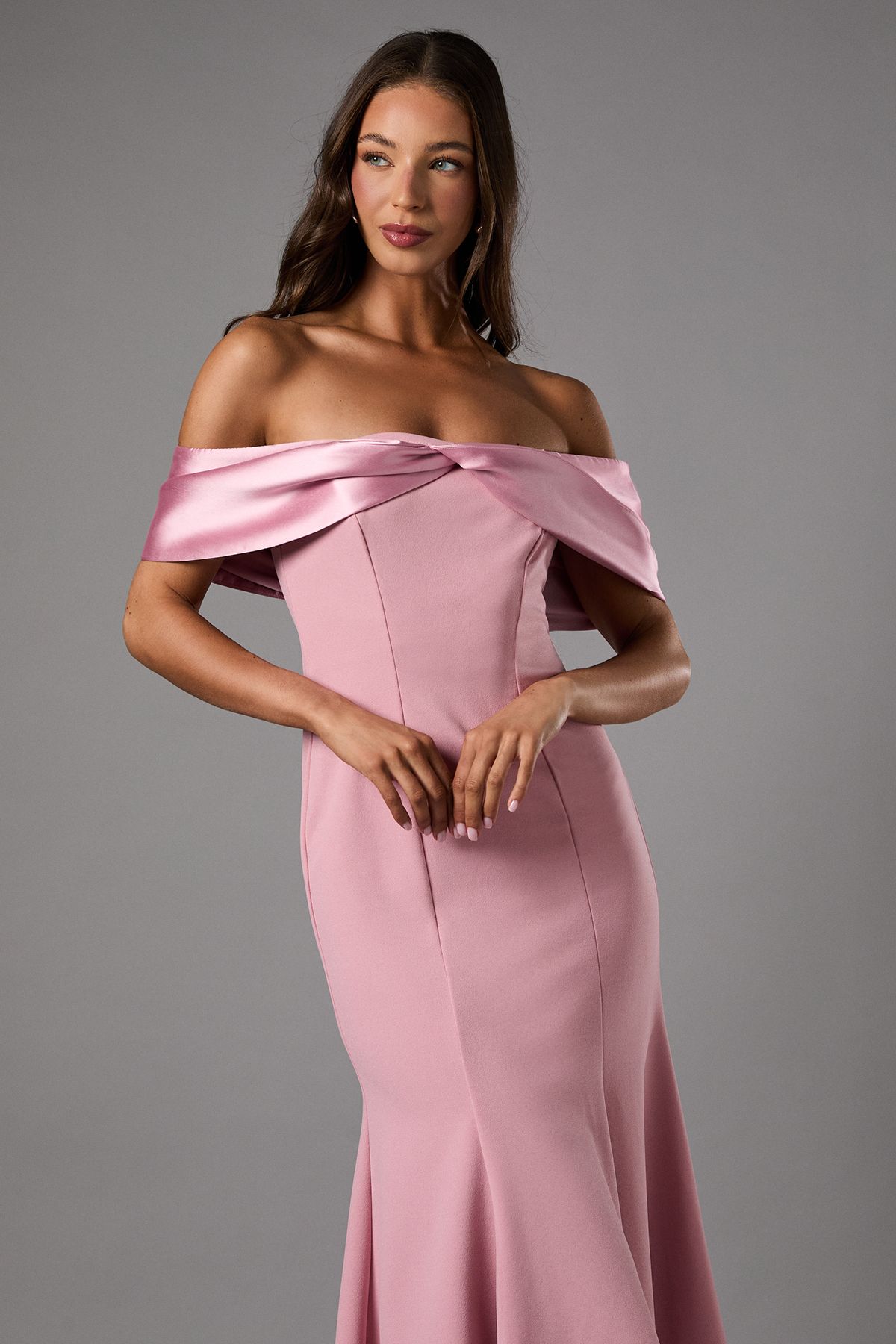 Coast Satin Sleeve Scuba Midi Dress Blush image 2