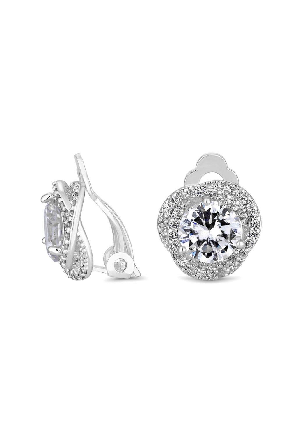 Jon Richard Silver Crystal Halo Clip On Stud Earrings