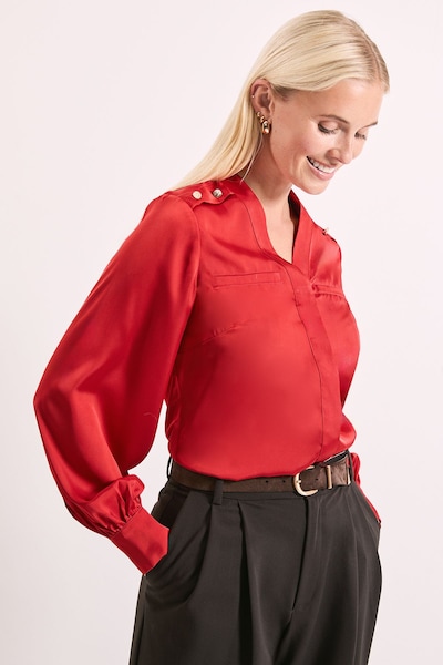 Principles Seam Detail Satin Shirt Rust