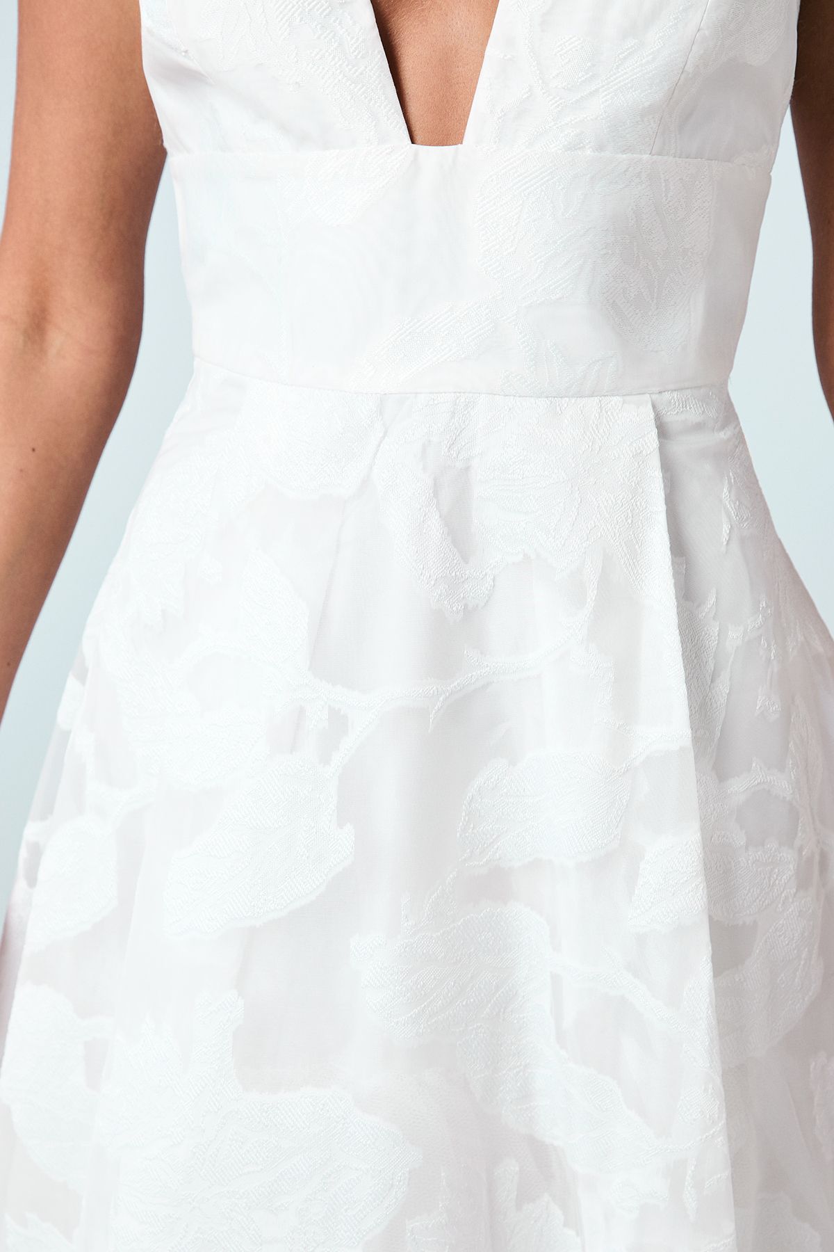 Coast Plunge Neck Jacquard Midi Wedding Dress Ivory image 5