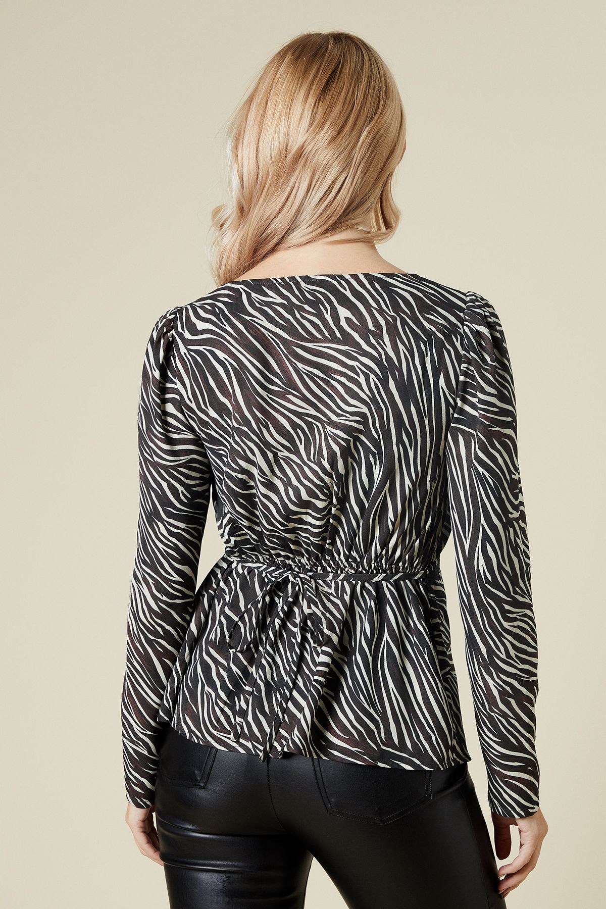 Dorothy Perkins Zebra Lace Front Long Sleeve Blouse Zebra image 3