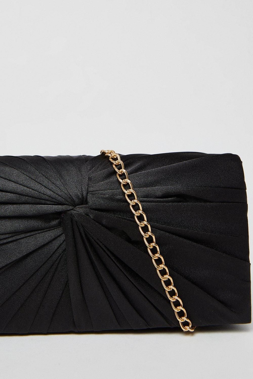 Dorothy Perkins Beauty Twist Front Satin Clutch Bag Black image 4
