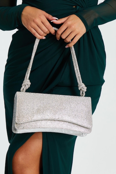 Quiz Silver Diamante Shoulder Bag