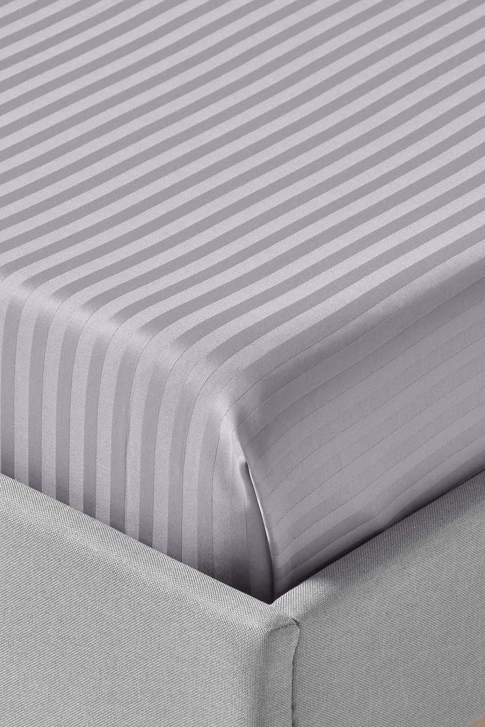 Homescapes Egyptian Cotton Satin Stripe Flat Sheet 330 Thread Count image 2