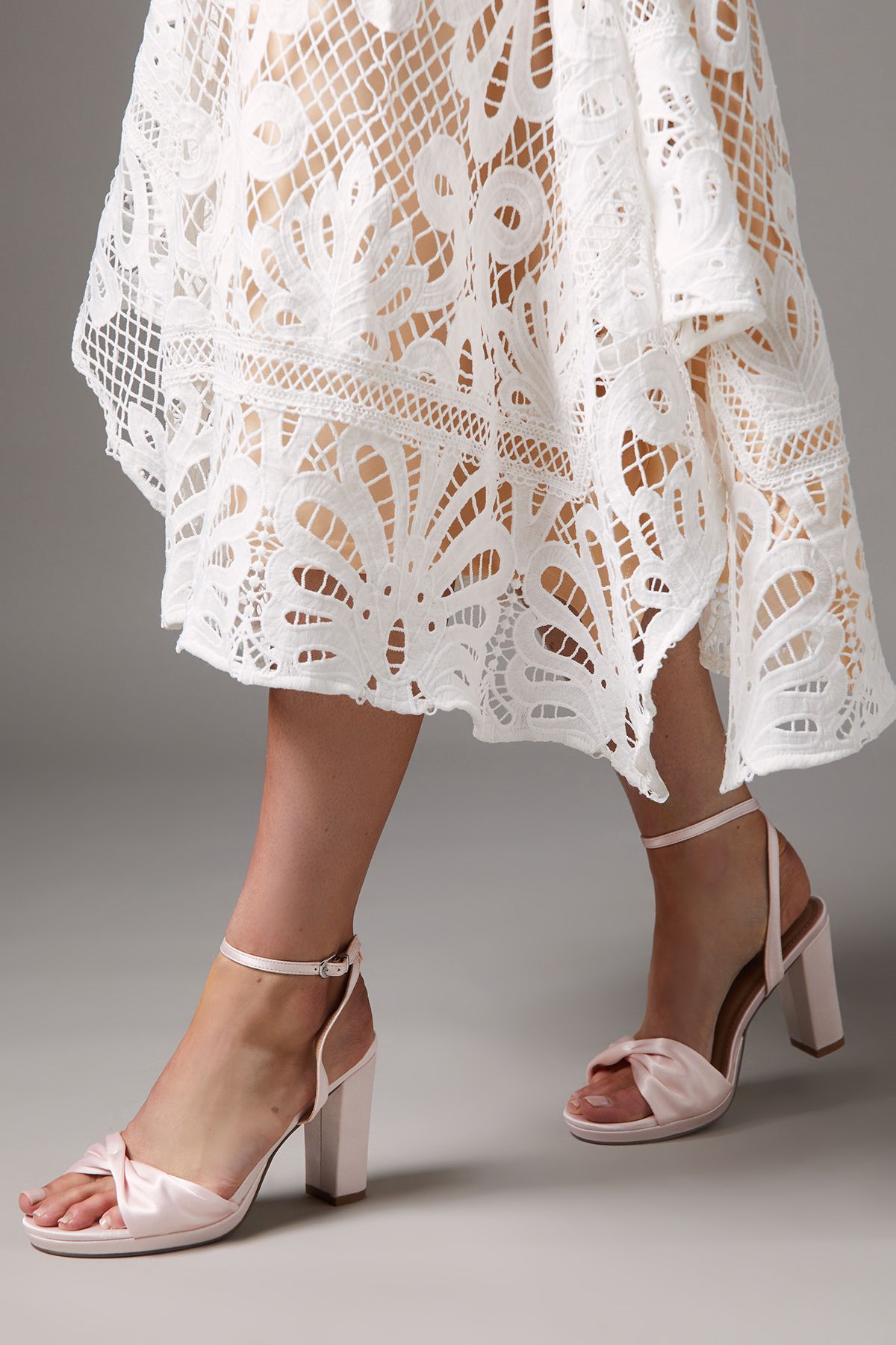 Coast Clover Twist Front Satin Block Heel Platform Sandals Blush image 1