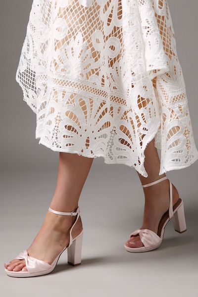 Coast Clover Twist Front Satin Block Heel Platform Sandals Blush