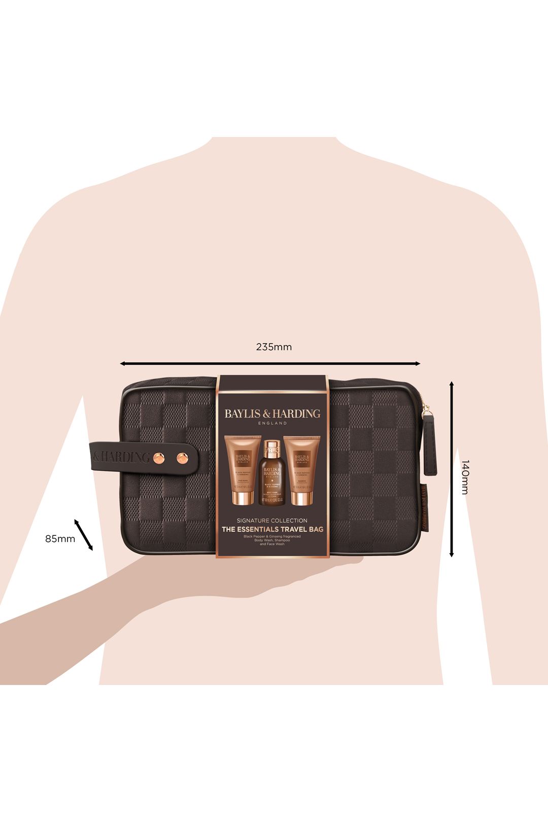 Baylis & Harding Black Pepper & Ginseng Men's The Essentials Travel Wash Bag Gift Set Multi image 7