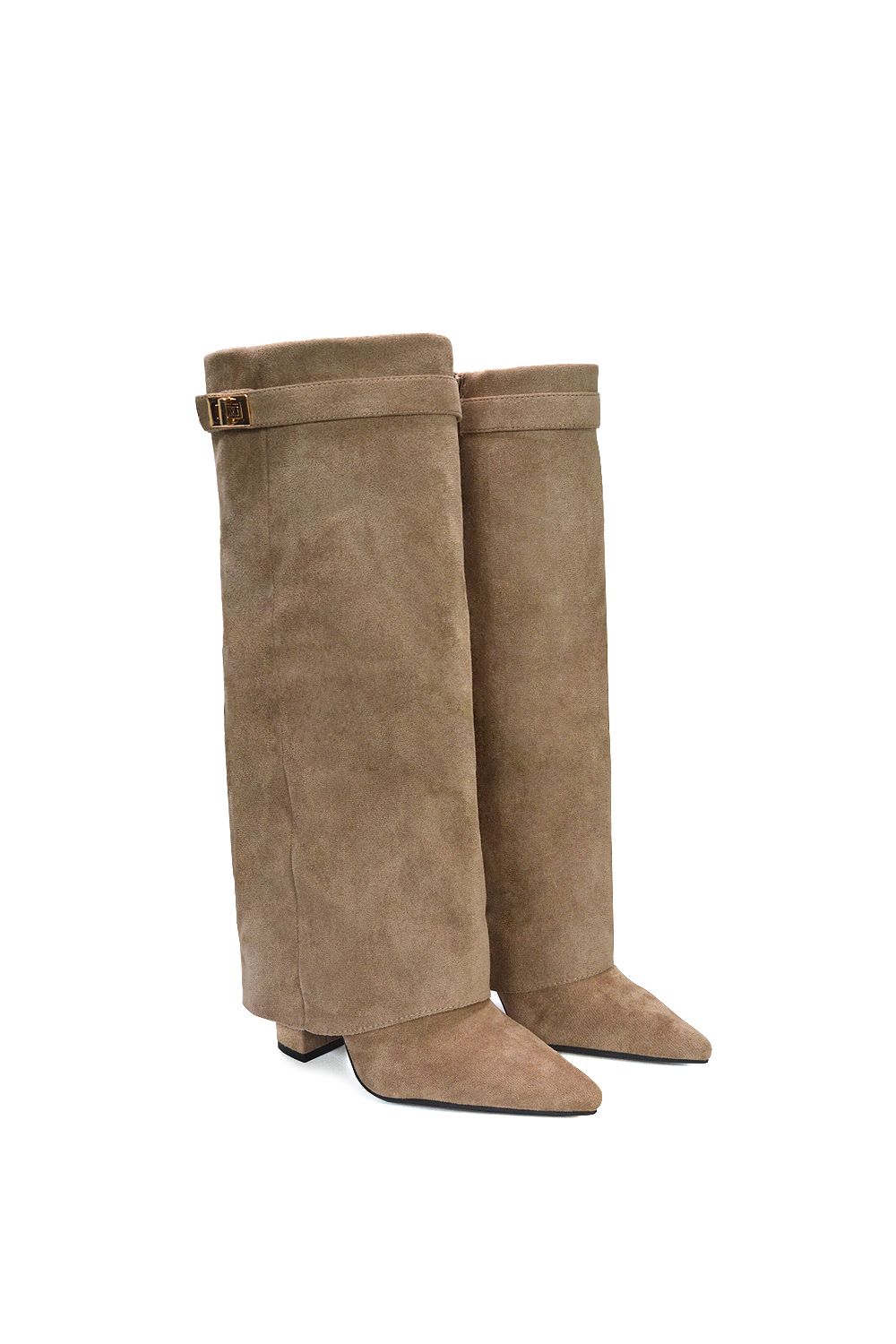 XY London 'Rayna' Block Heel Knee High Foldover Boots With Pointed Toe image 5