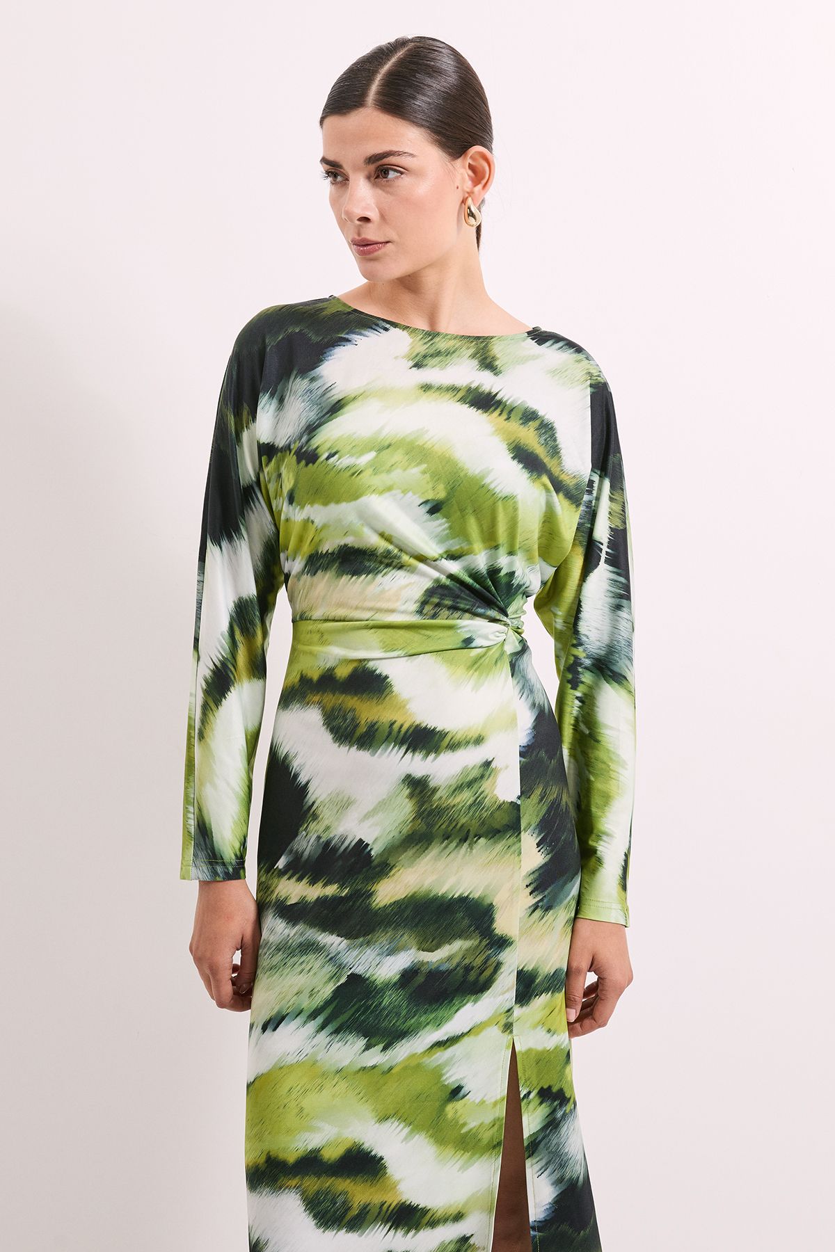 Principles Green Printed Batwing Jersey Midi Dress Green image 2