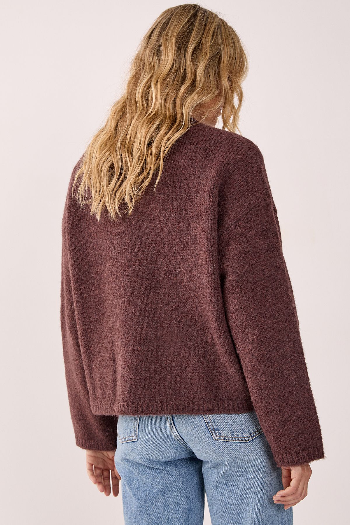 NastyGal Oversized Crew Neck Jumper Chocolate image 3