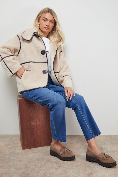 Oasis Brooker Suede Tassel Chunky Loafers Taupe