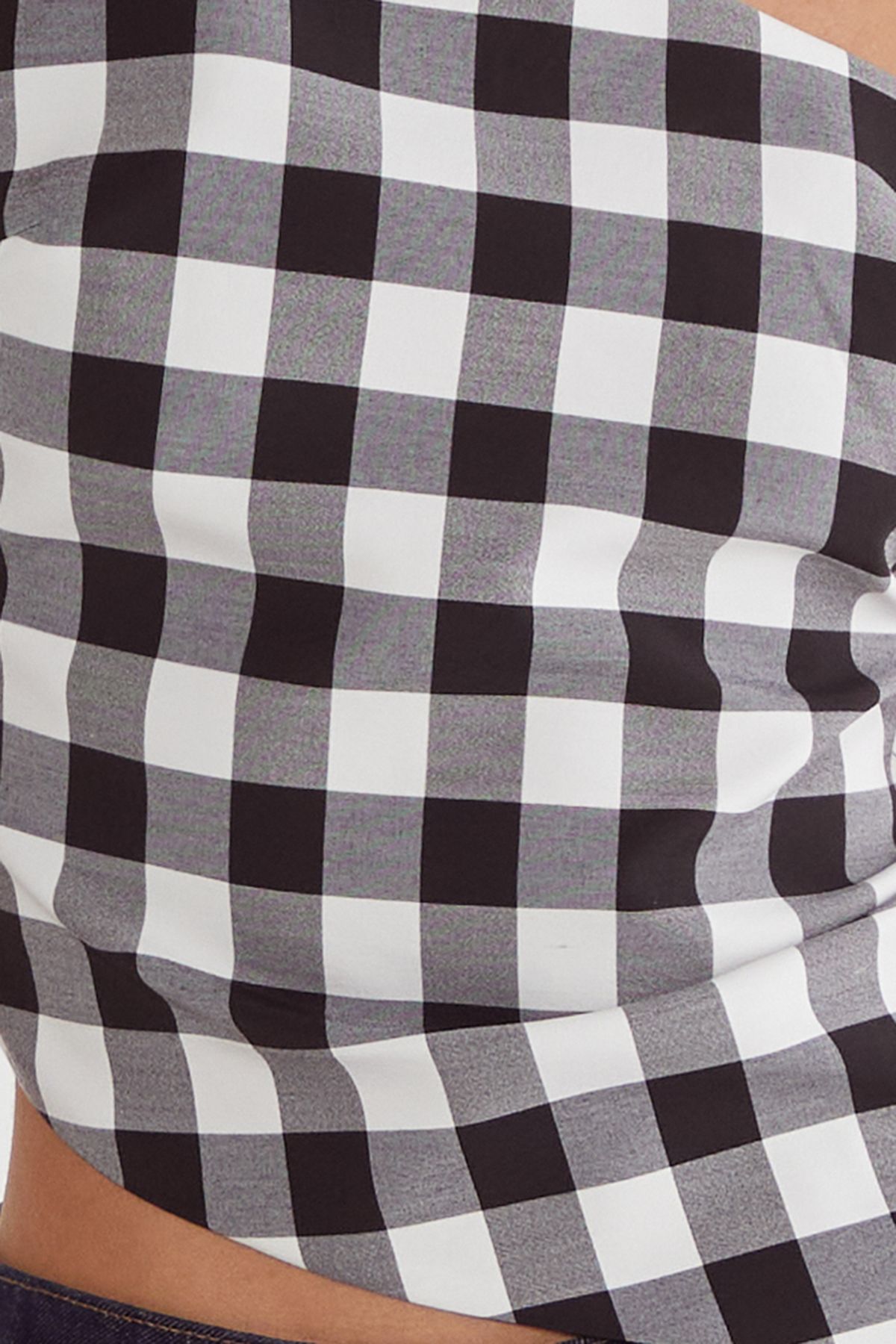 NastyGal Gingham Tailored Asym Neck Top Mono image 5