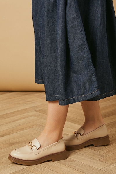 Oasis Bluebell Snaffle Detail Chunky Loafers Beige