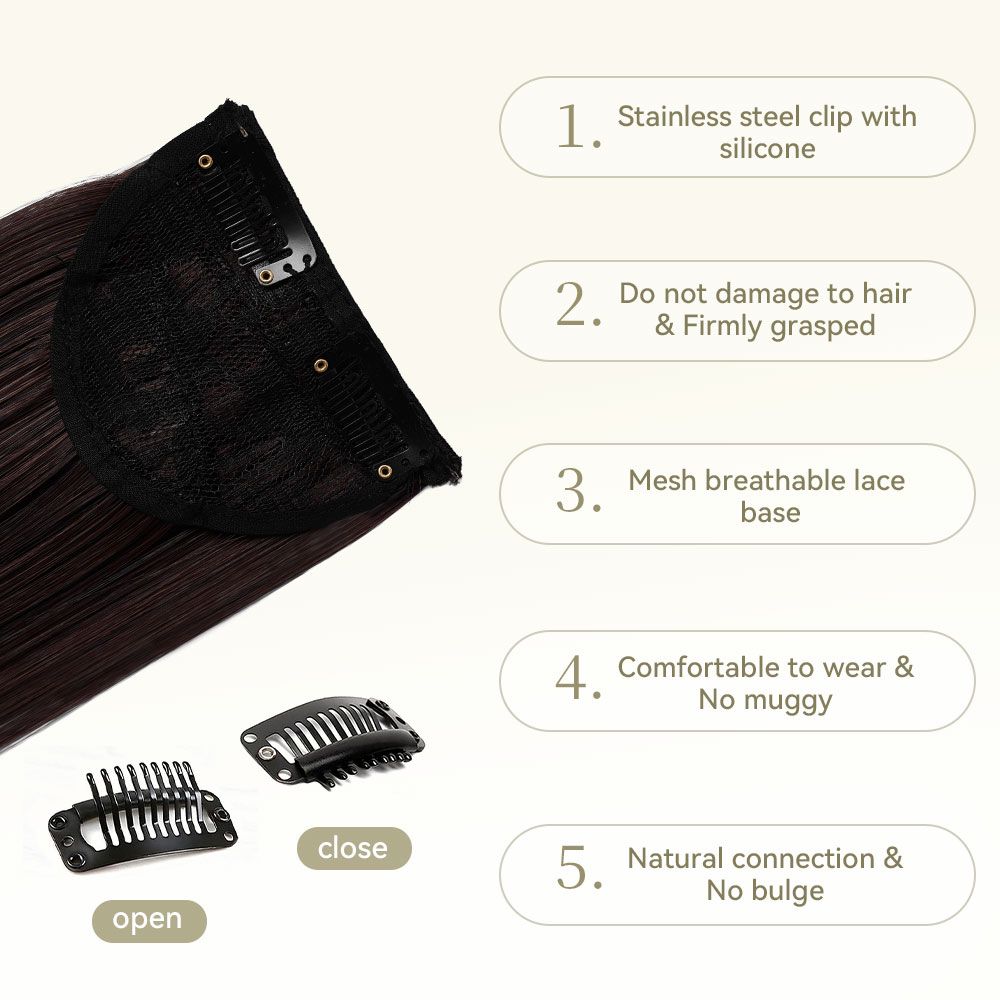 SHEONLY 3Pcs Brown Clip-In Straight Hair Extension Set image 4