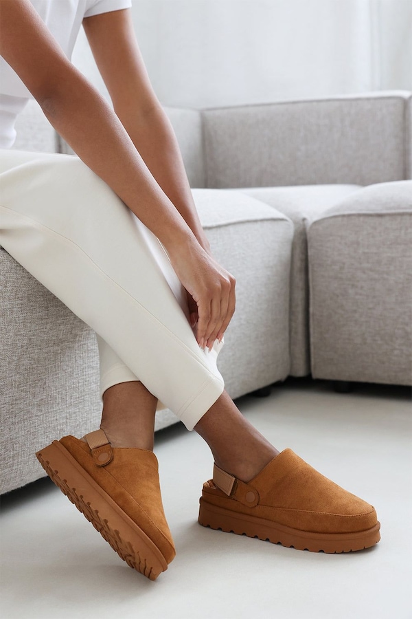 Where's That From 'Umber' Cosy Adjustable Sling Back Faux-Suede Slippers