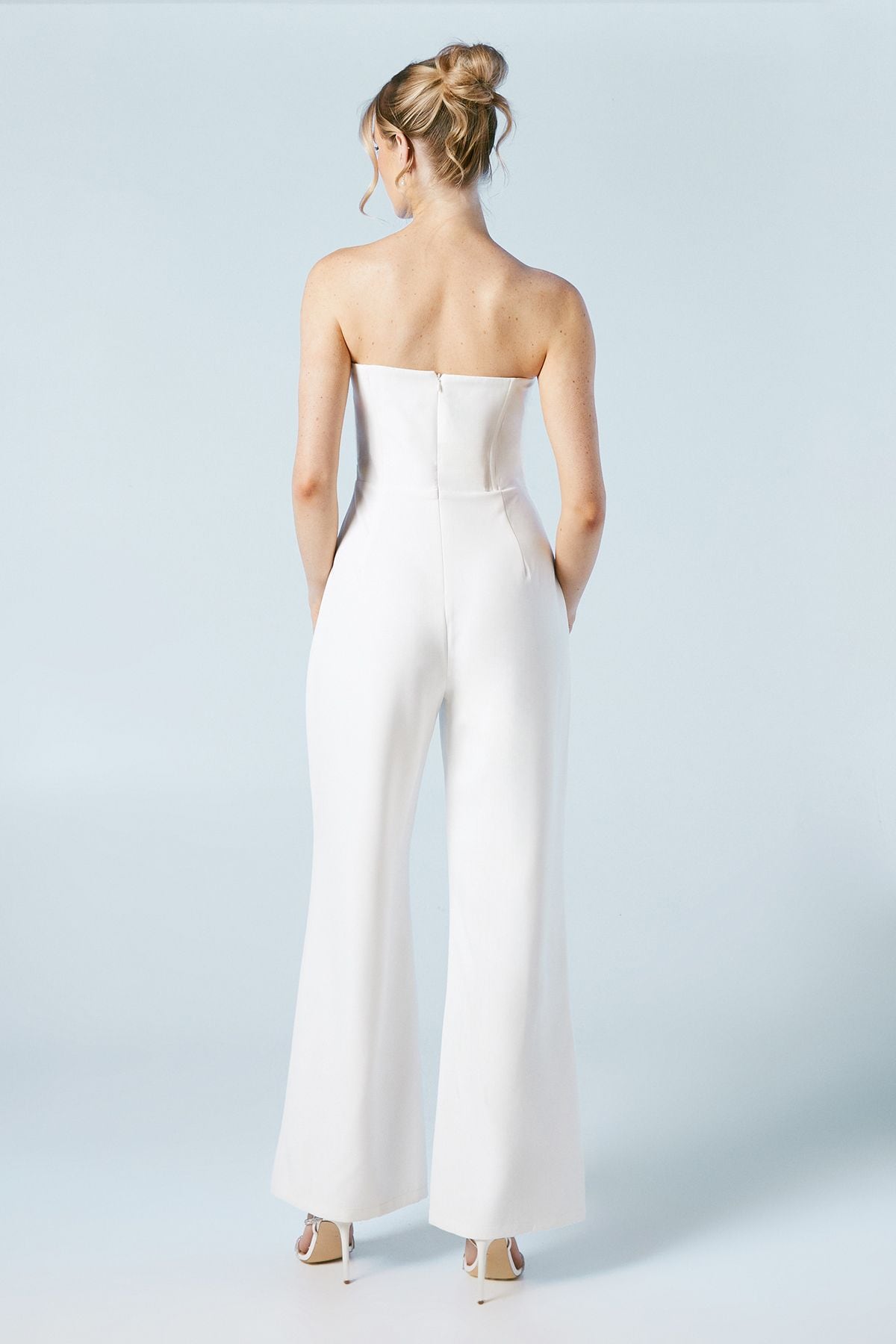 Coast Corset Detail Wide Leg Bridal Jumpsuit Ivory image 3