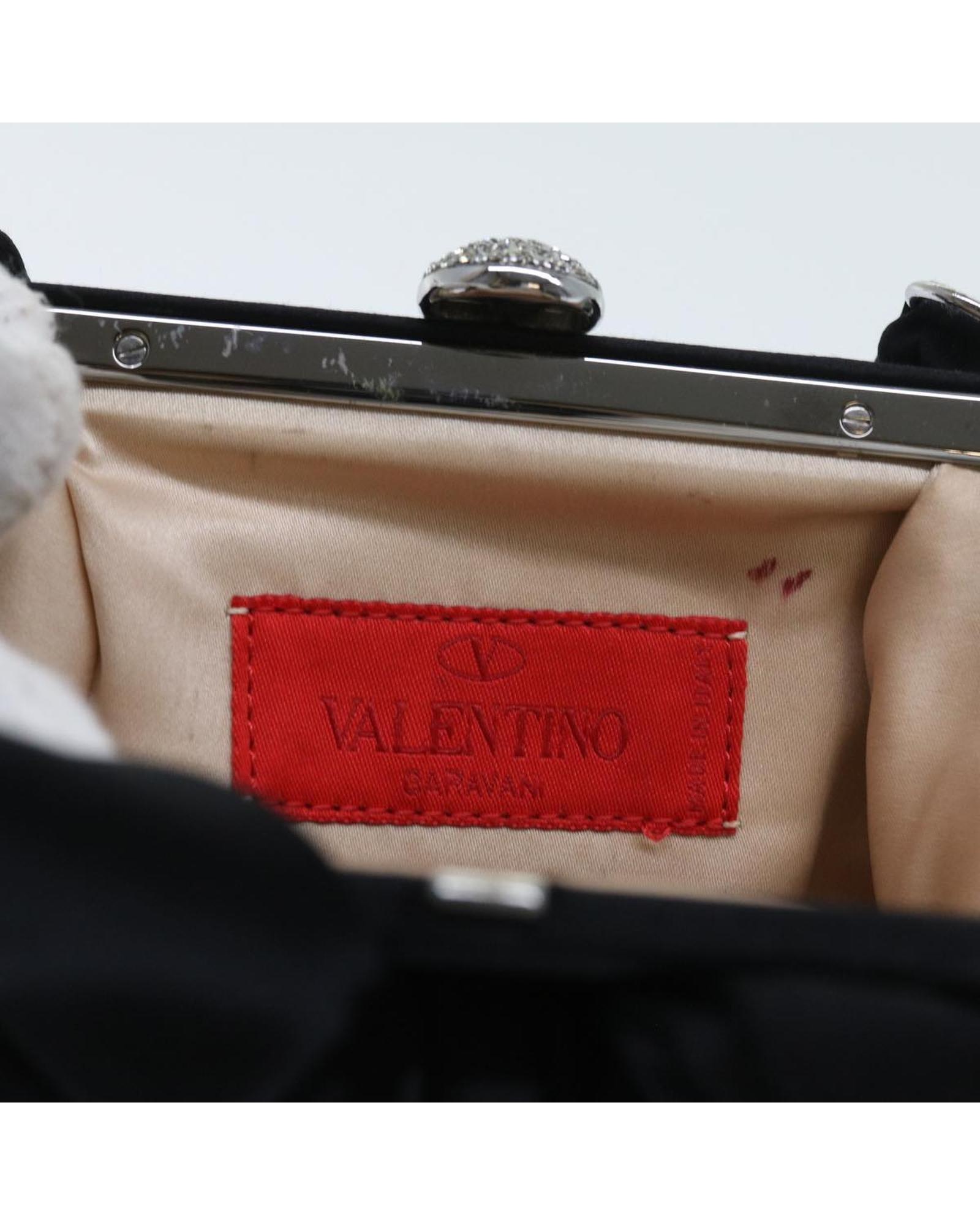 Valentino Preloved Bow Detail Handbag Black Satin Wo image 11