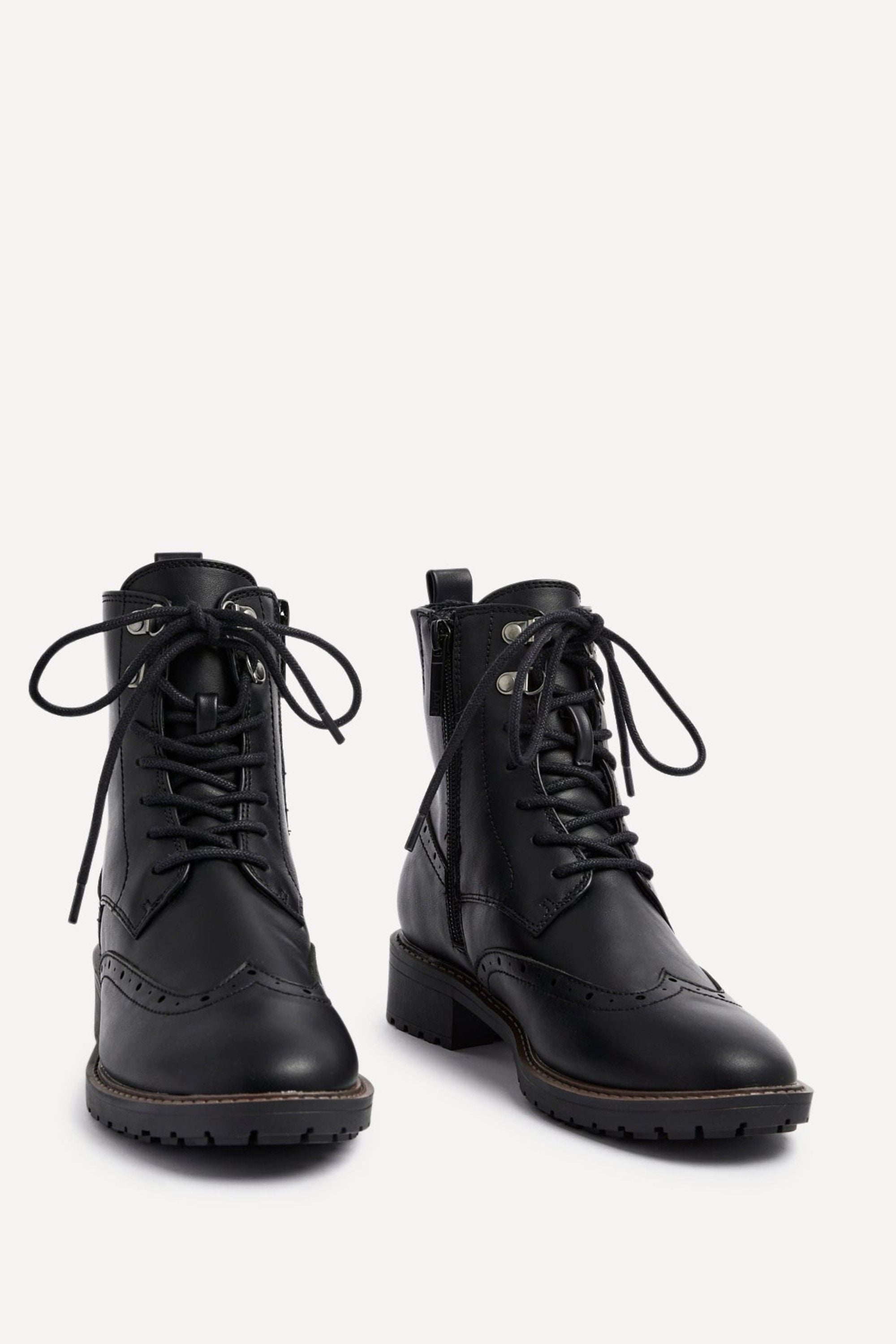 Linzi Ashleigh Black Faux Leather Lace Up Military Boot image 3