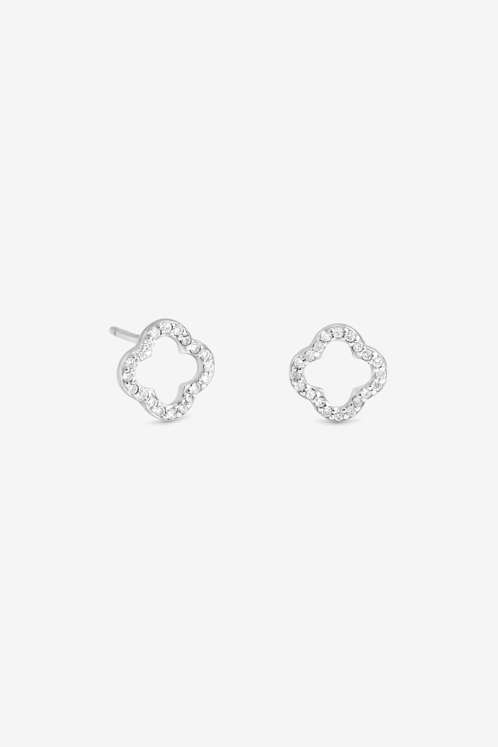 Simply Silver Sterling Silver 925 Cubic Zirconia Open Clover Earrings - Gift Cracker image 2