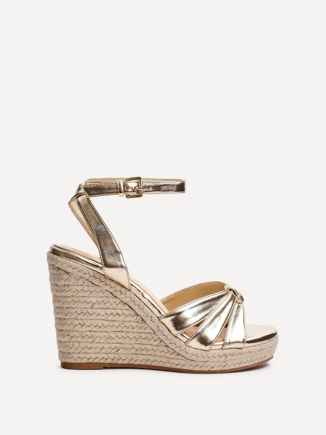 Linzi Goddess Gold Faux Leather Espadrille Wedges image 1