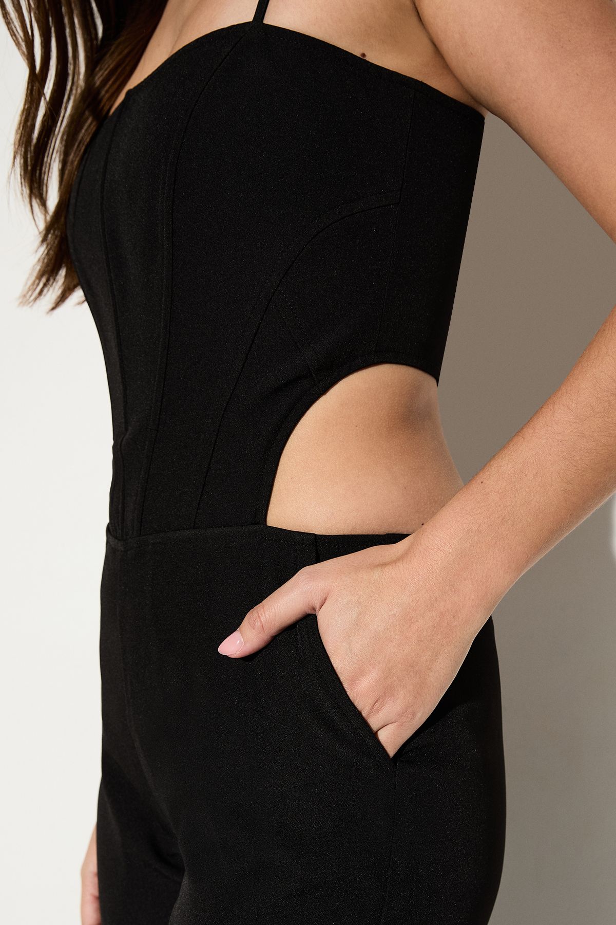 MissPap Tailored Cut Out Corset Jumpsuit Black image 4