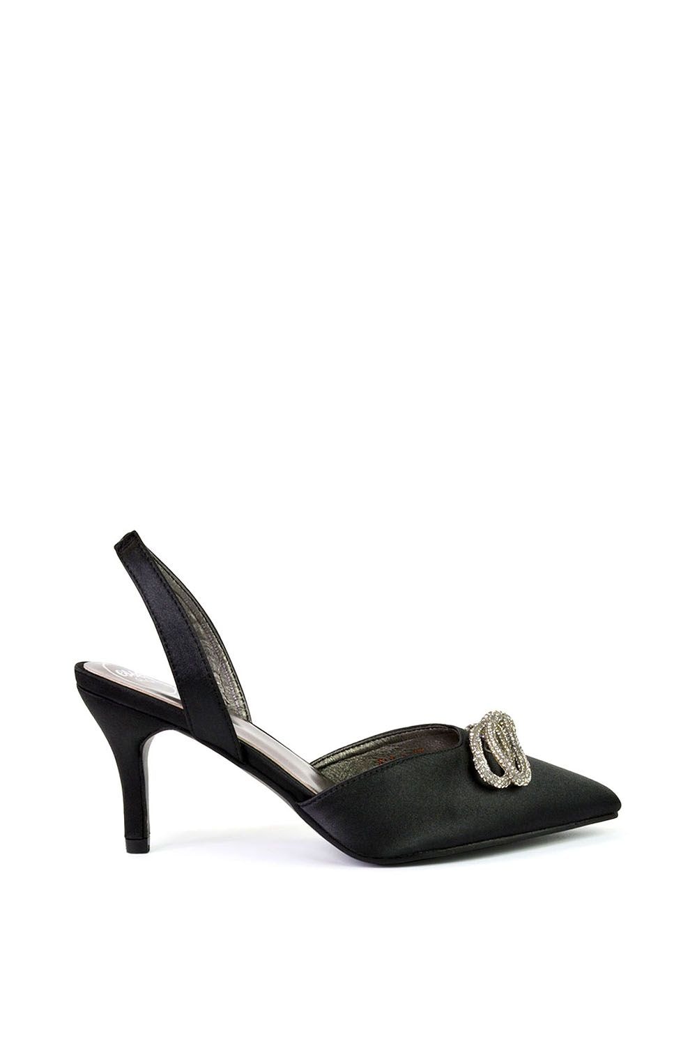 XY London 'Marinah' Slingback Diamante Bow Low Heel Court Shoes image 1