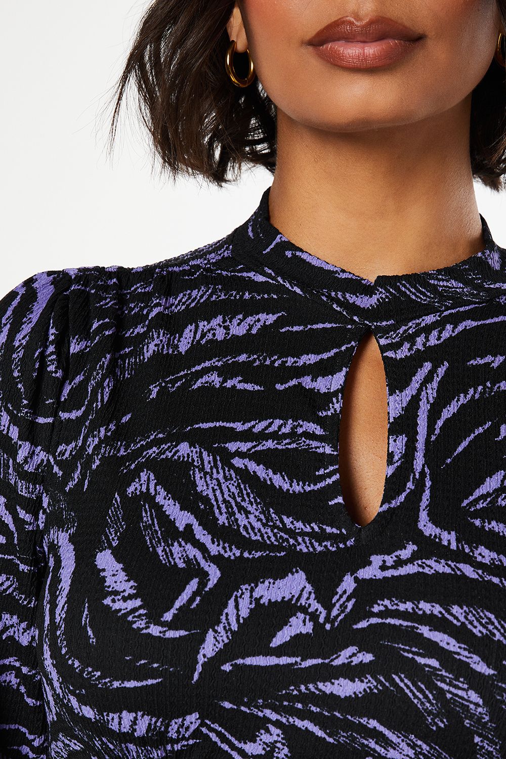 Dorothy Perkins Blue Zebra Keyhole Long Sleeve Top Zebra image 5