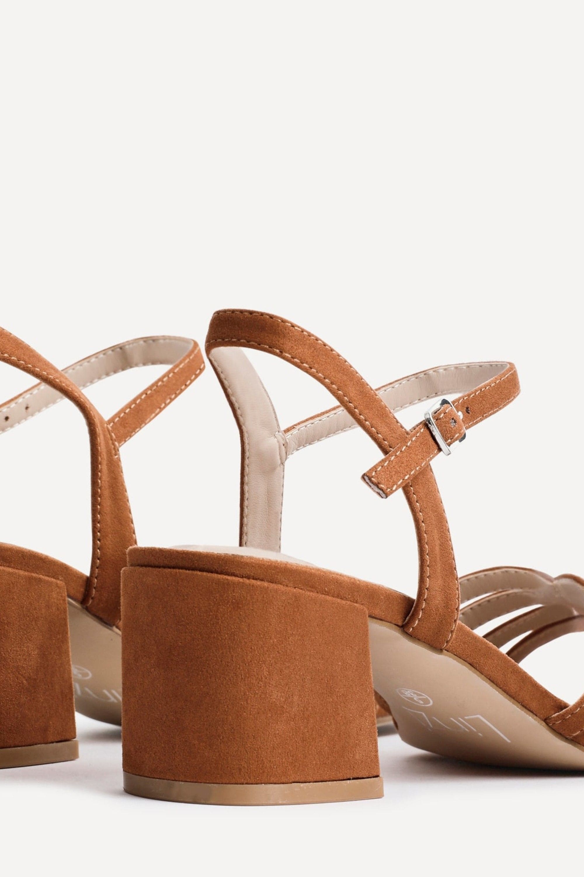 Linzi Adira Tan Faux Suede Strappy Heeled Sandals image 5