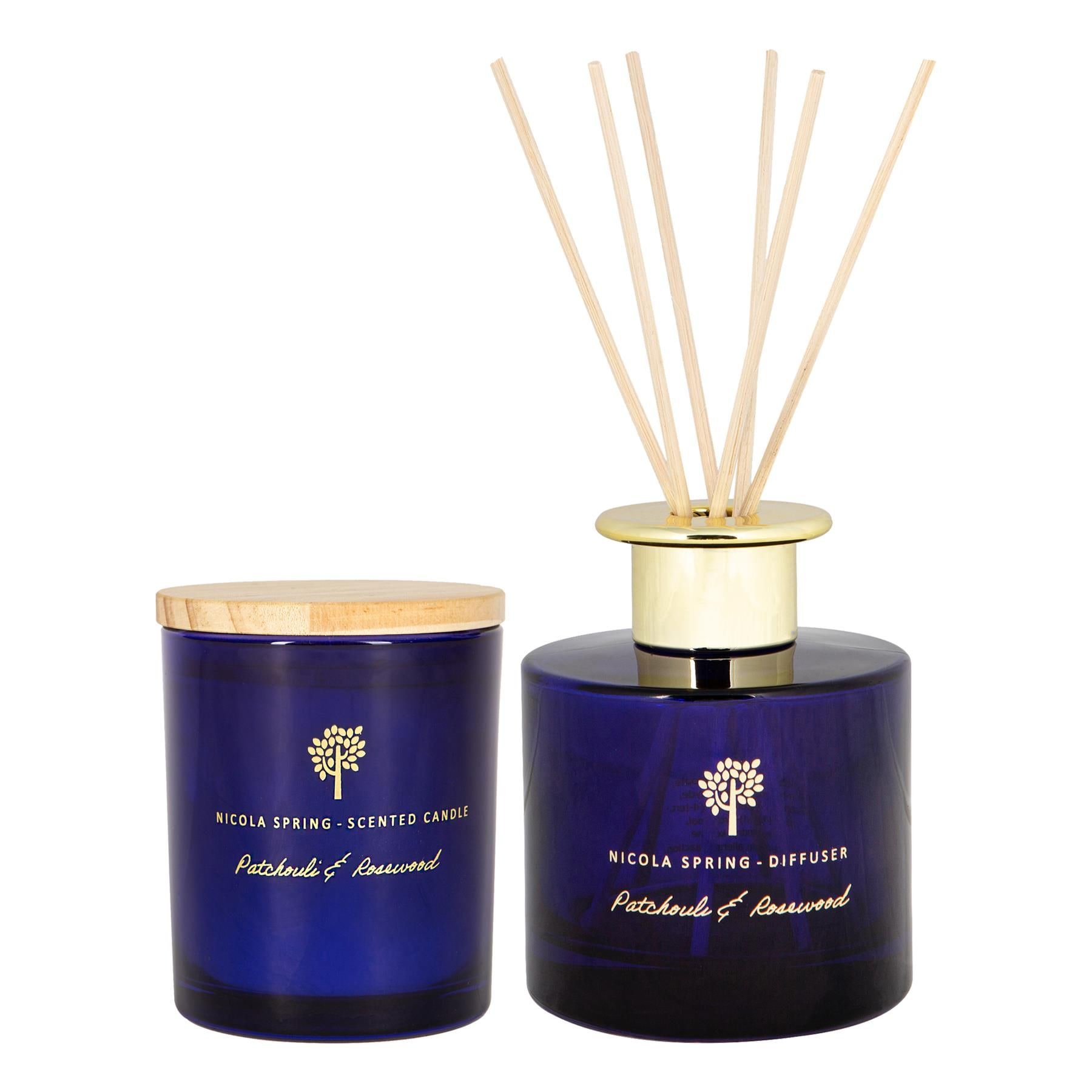 Nicola Spring Patchouli & Rosewood Candle & Diffuser Set - 130g Jar + 200ml Diffuser image 1