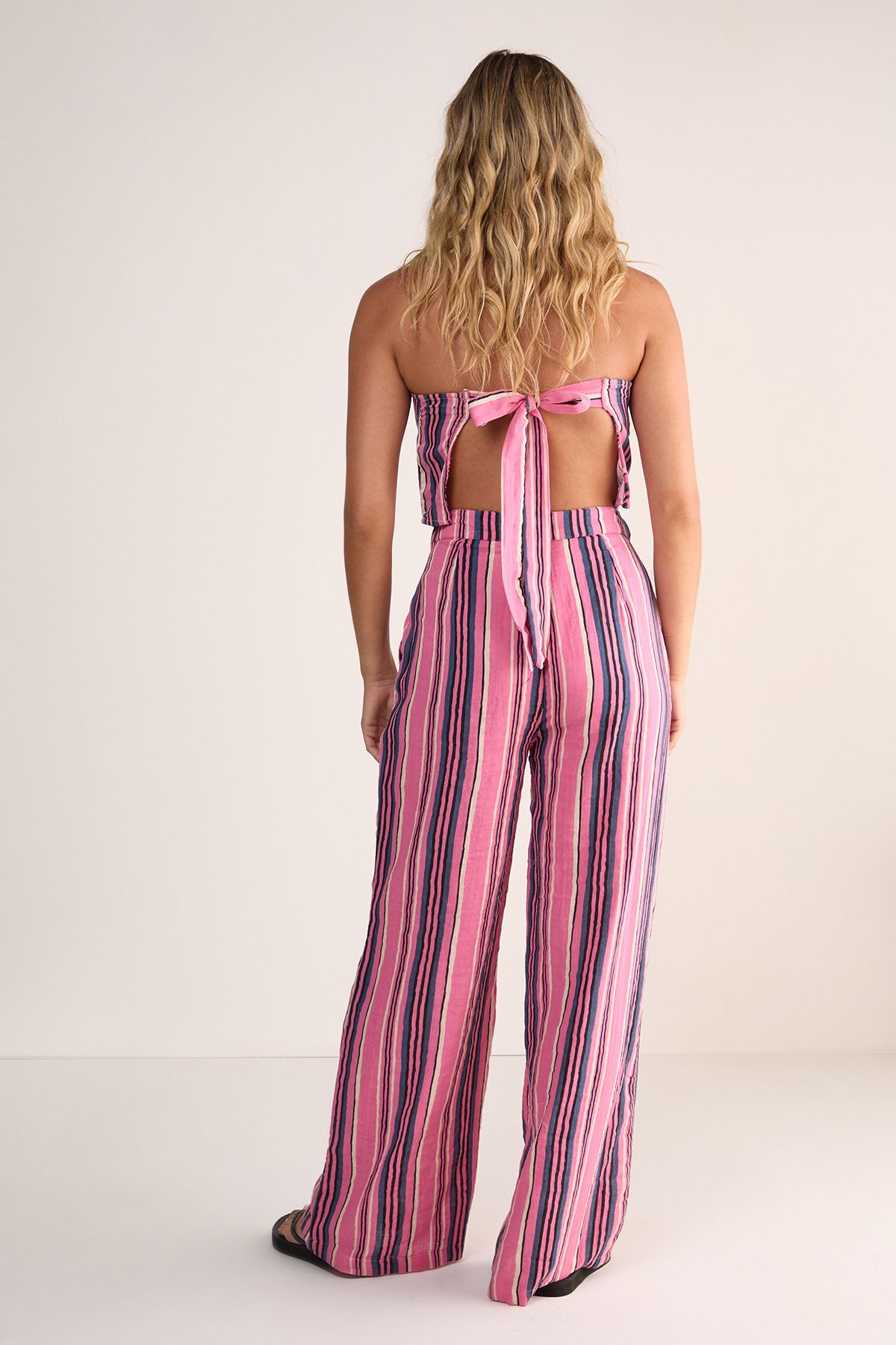 NastyGal Stripe Baggy Trouser Pink image 3