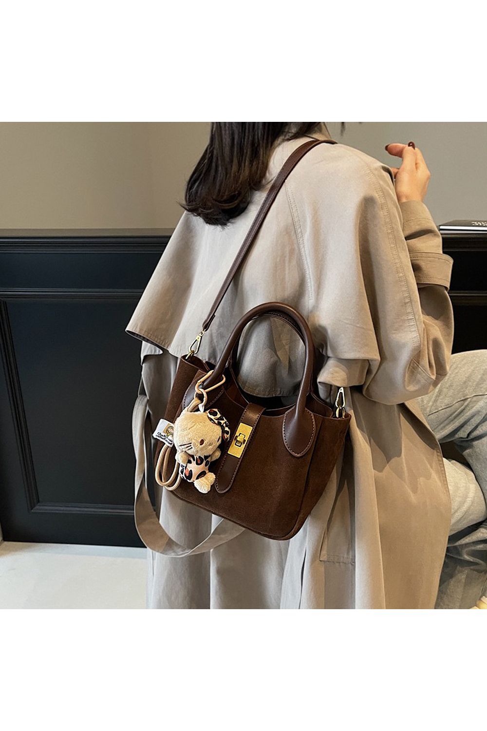 XY London 'Elisie' Mini Tote Crossbody Handbag with Plush Charm image 3