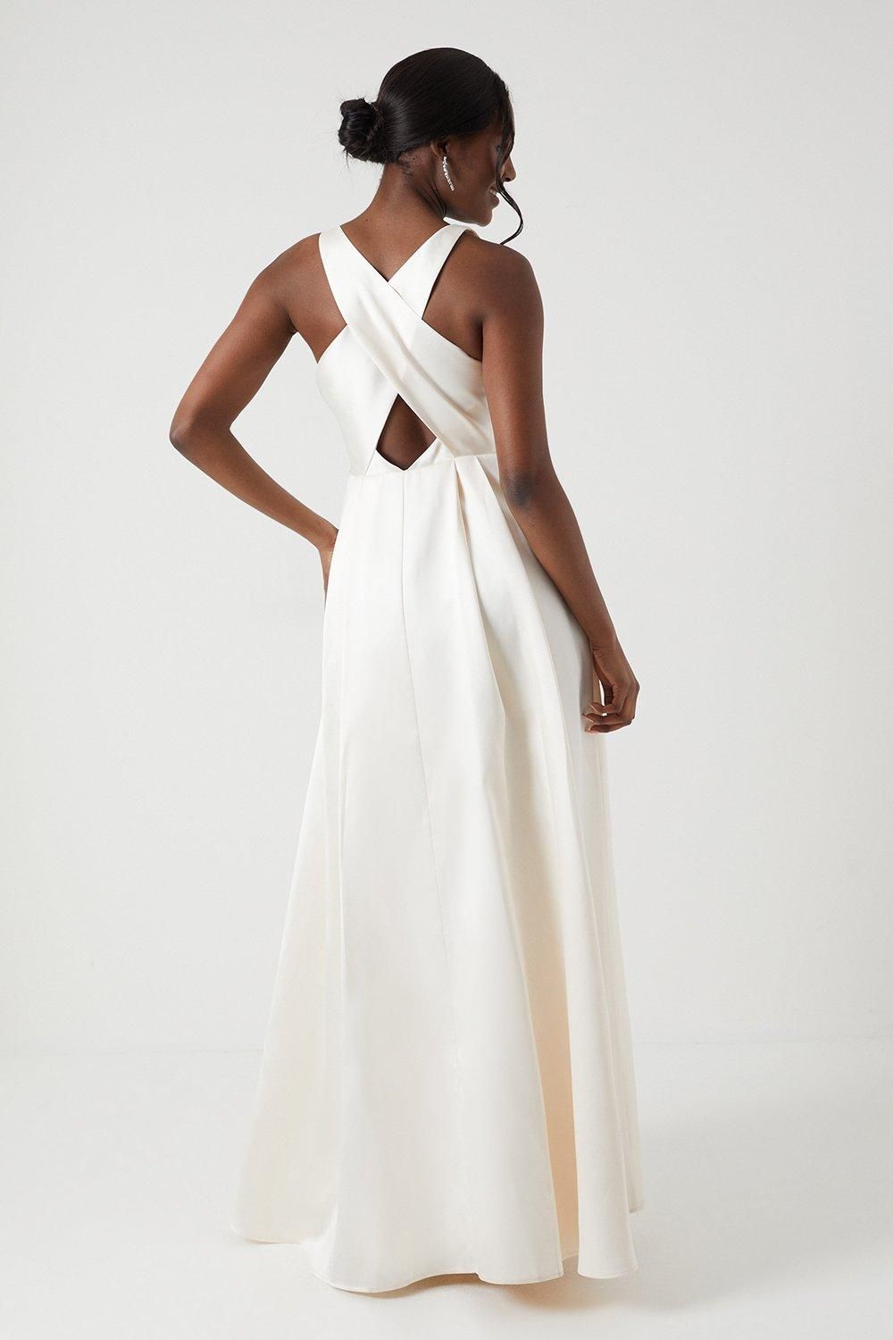 Coast Cross Back Twill Ecru Maxi Wedding Dress Ecru image 3