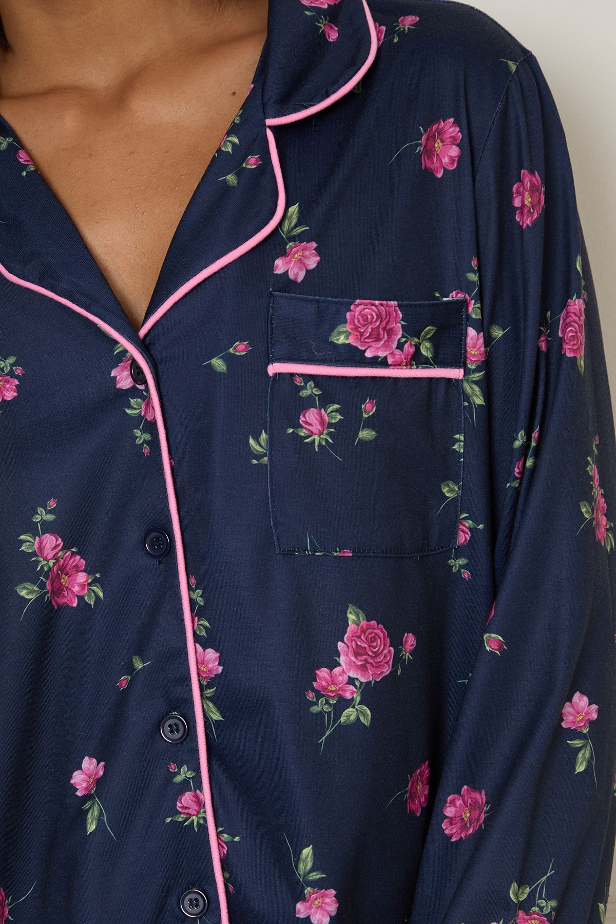 Dorothy Perkins Navy Floral Tipped Long Sleeve Pyjama Set Floral image 5