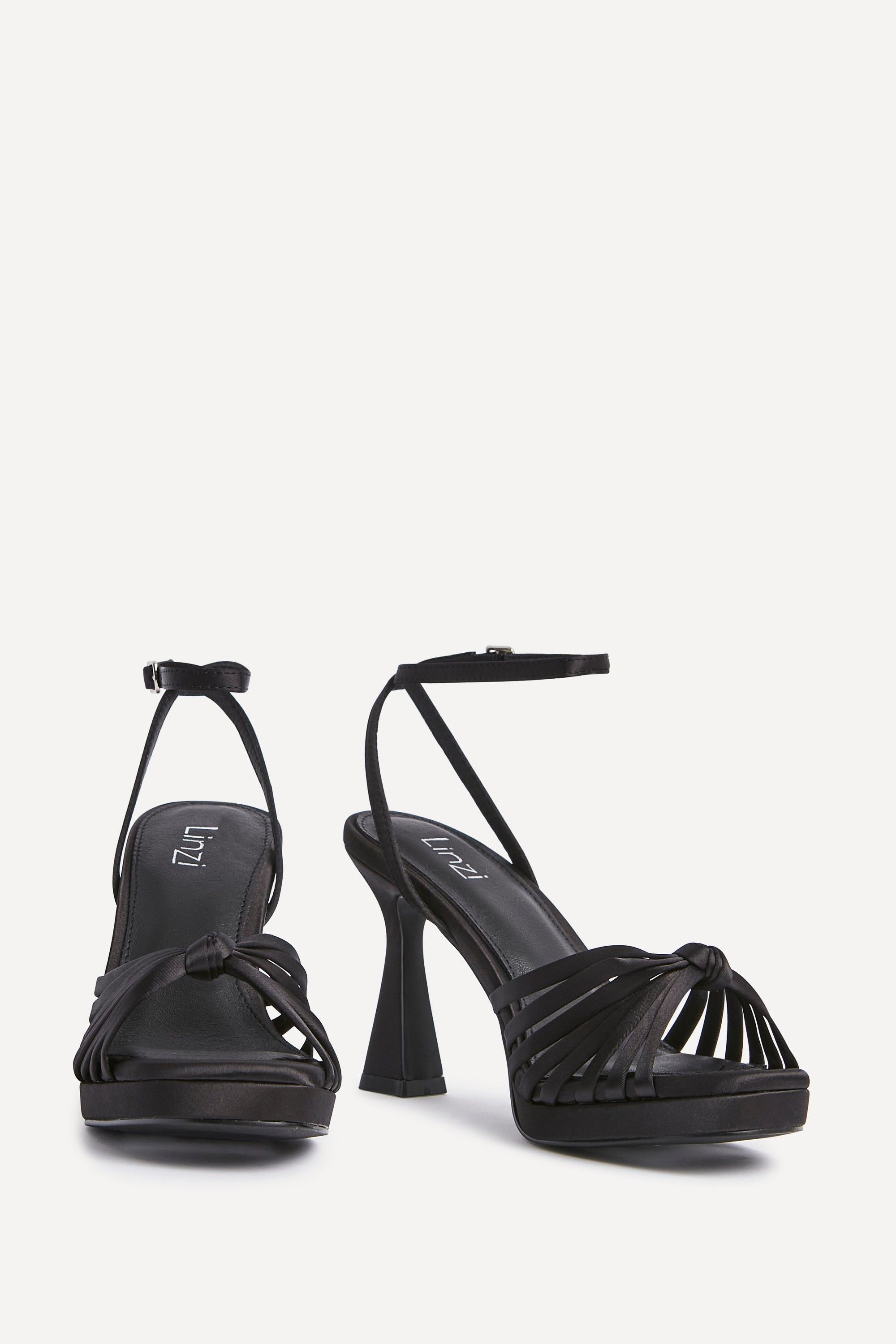 Linzi Socialite Black Satin Platform Heels image 3