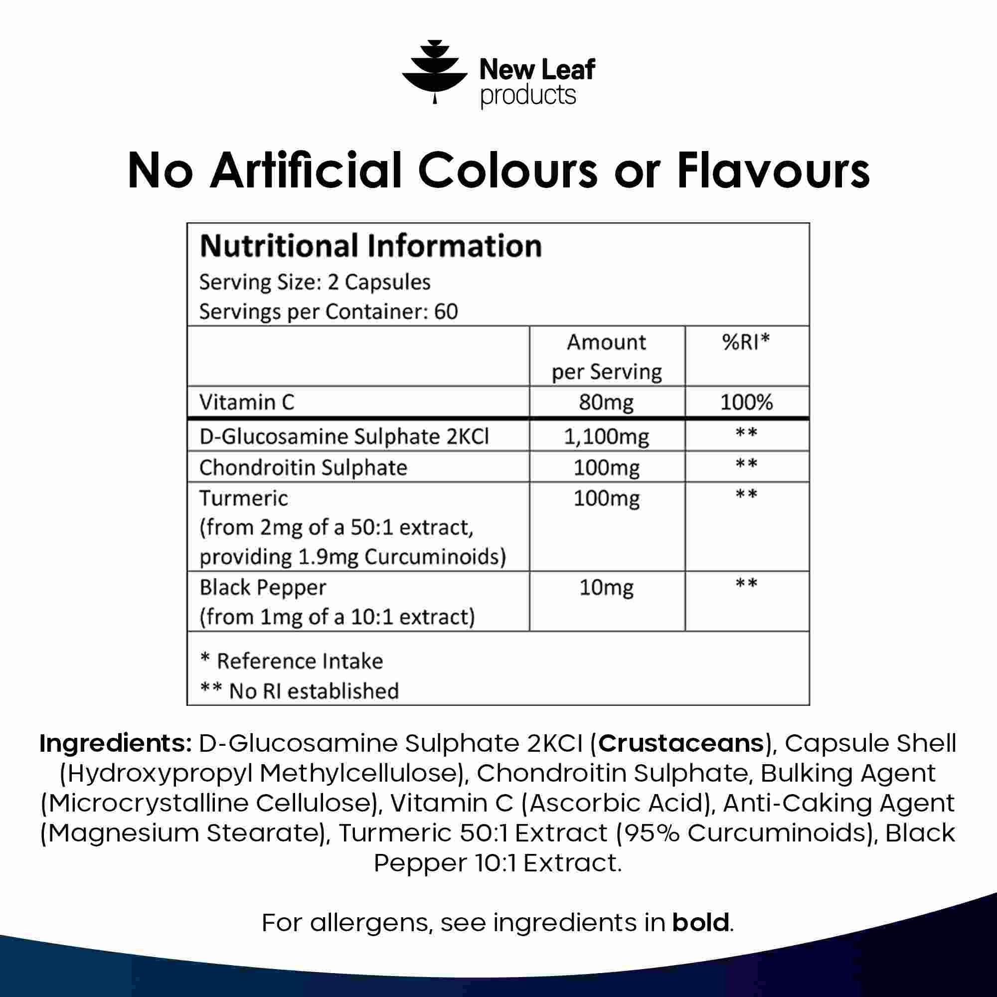 New leaf health Glucosamine Sulphate & Chondroitin Capsules - Enriched with Vitamin C, Turmeric & Black Pepper image 6