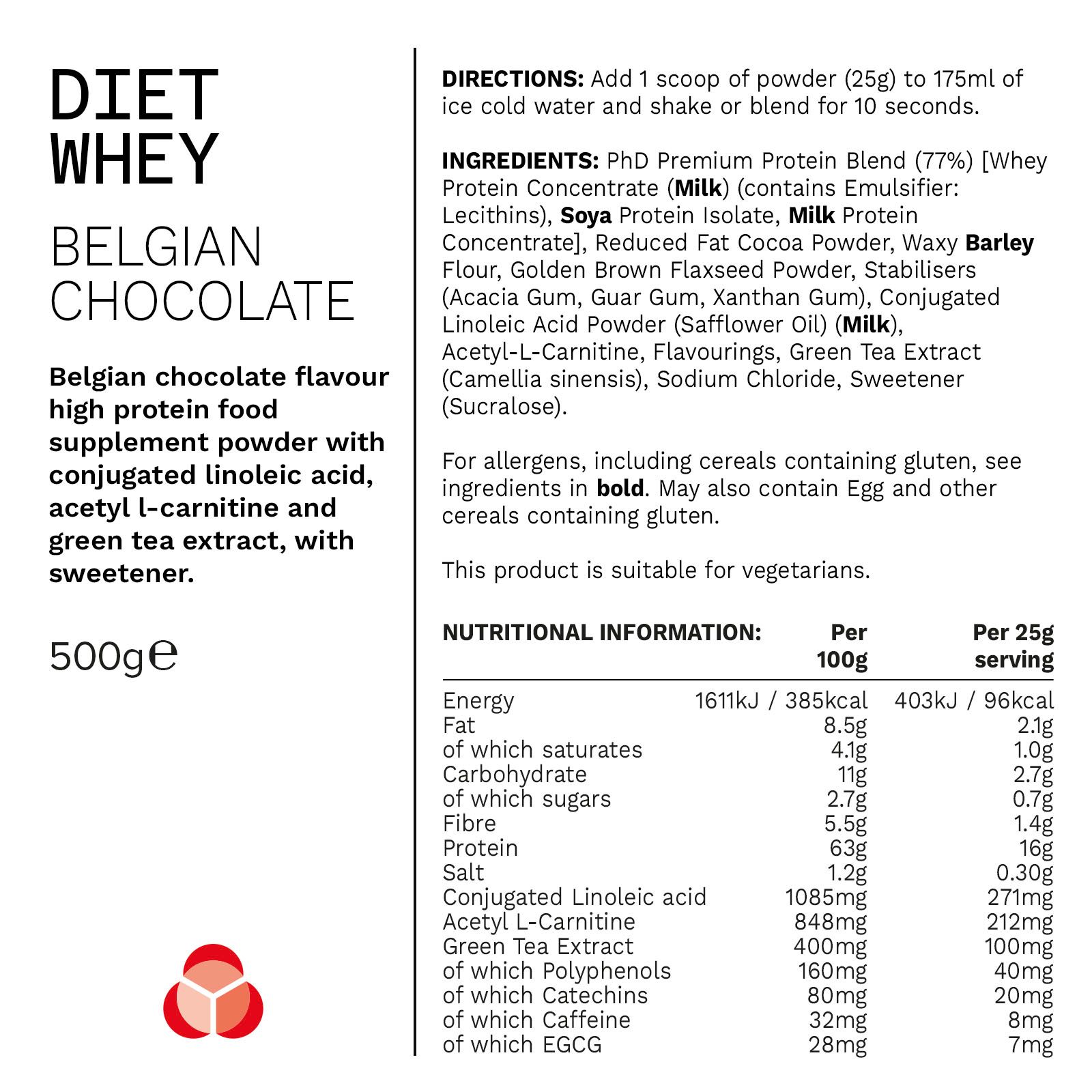 PhD Nutrition Diet Whey Protein Powder Belgian Choc 1KG image 5