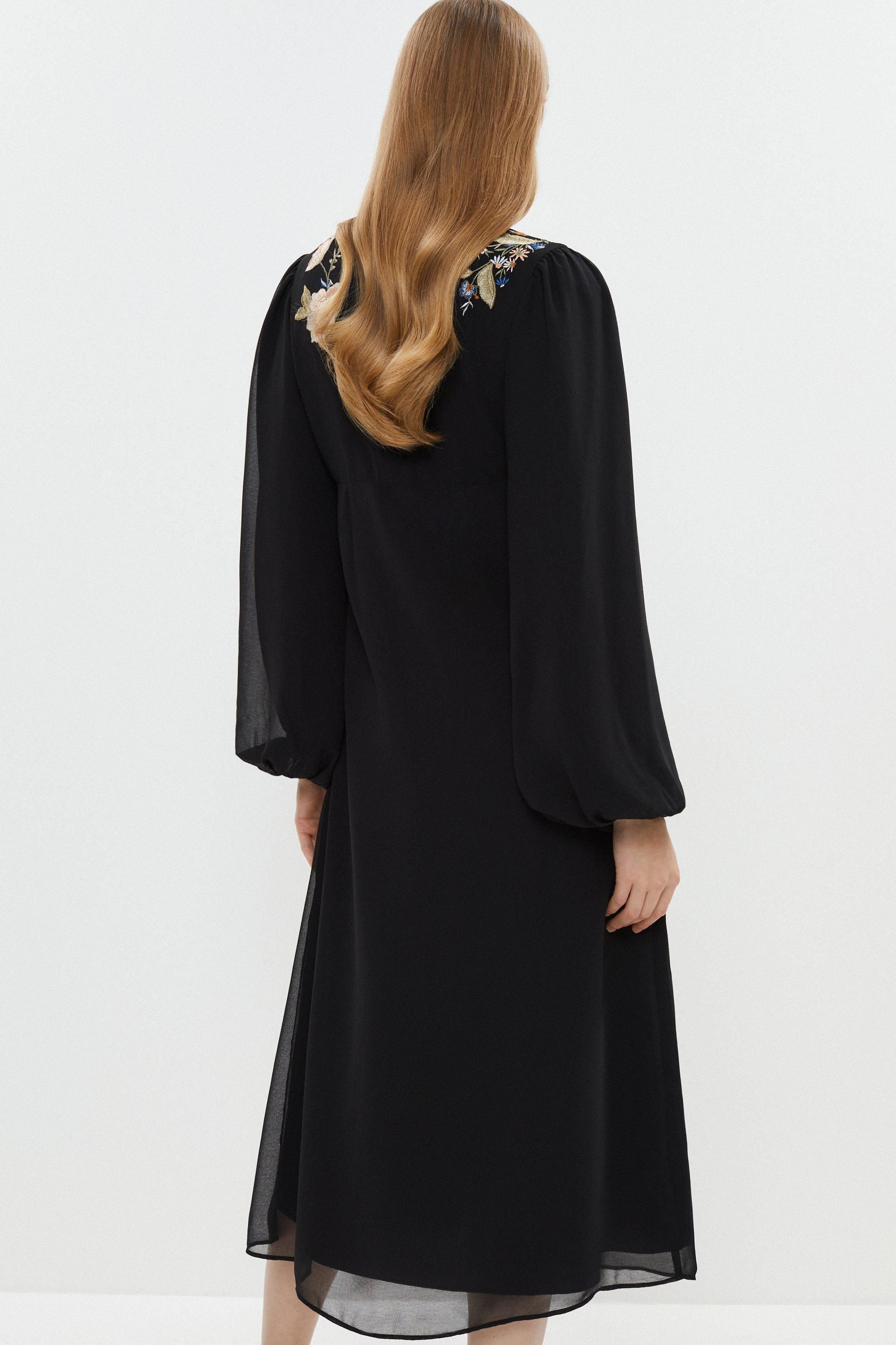 Coast Petite Mirrored Orchid Button Through Dress Black image 3