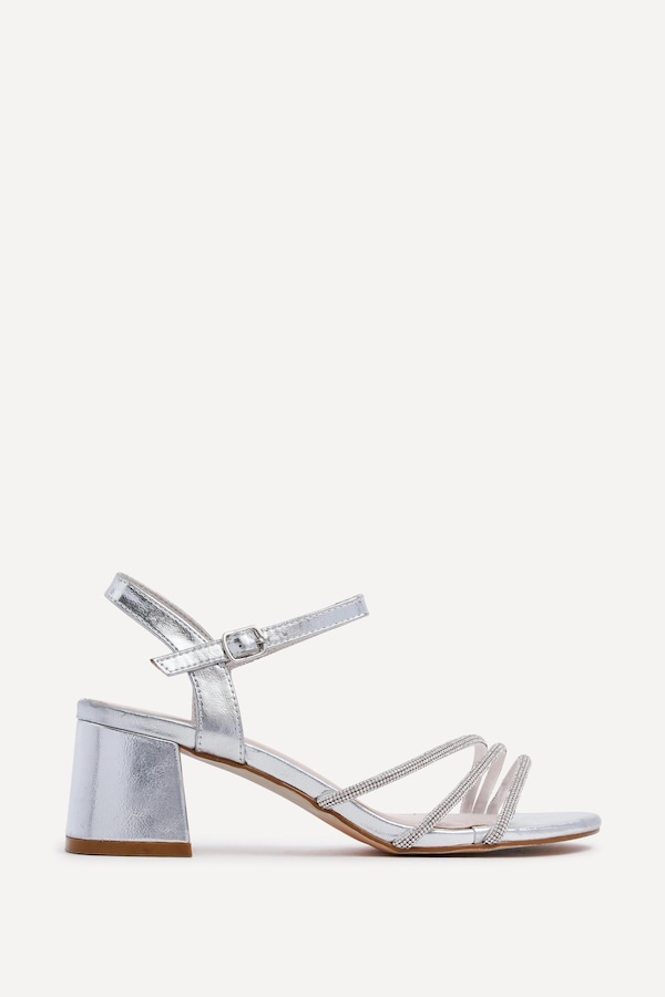 Linzi Carnation Silver Faux Leather Open Back Sandal