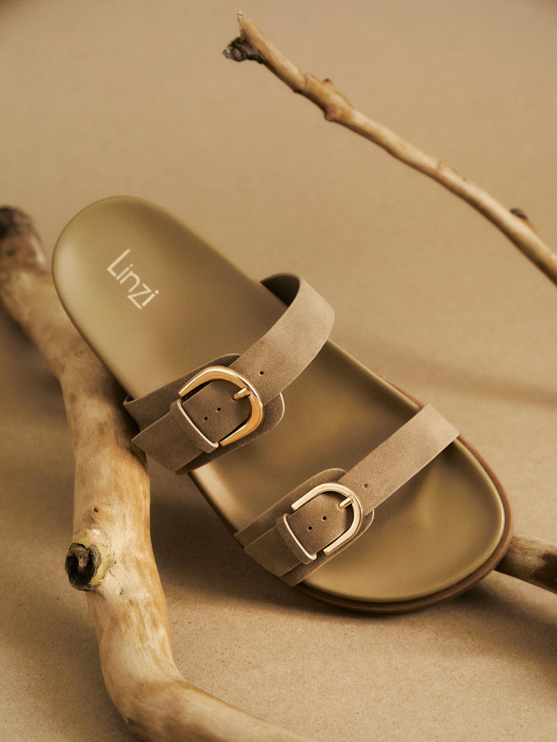 Linzi Miko Taupe Double Buckle Sandals image 2