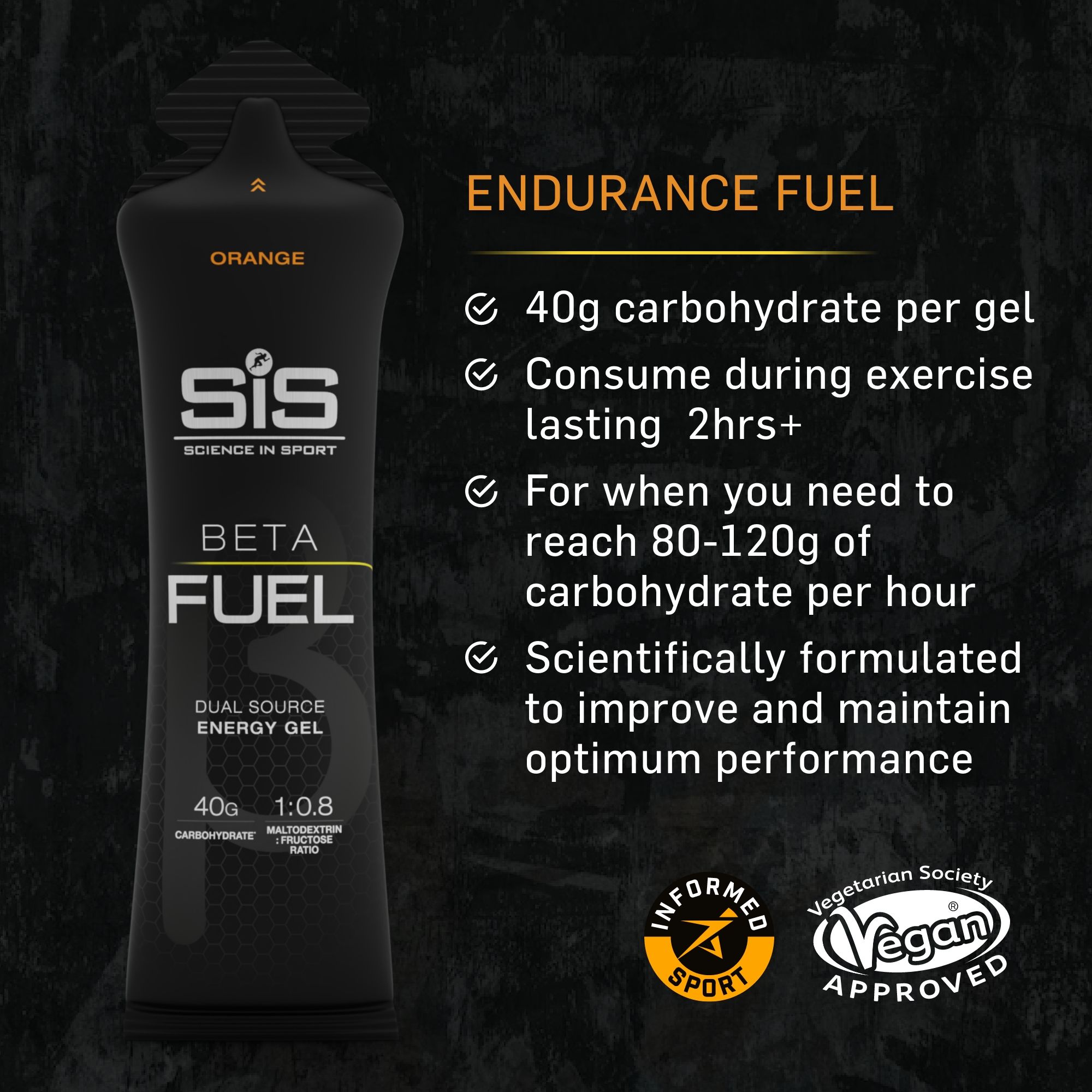 Science in Sport Beta Fuel Dual Source Energy Gel 60ml - Orange - 30 Pack image 3