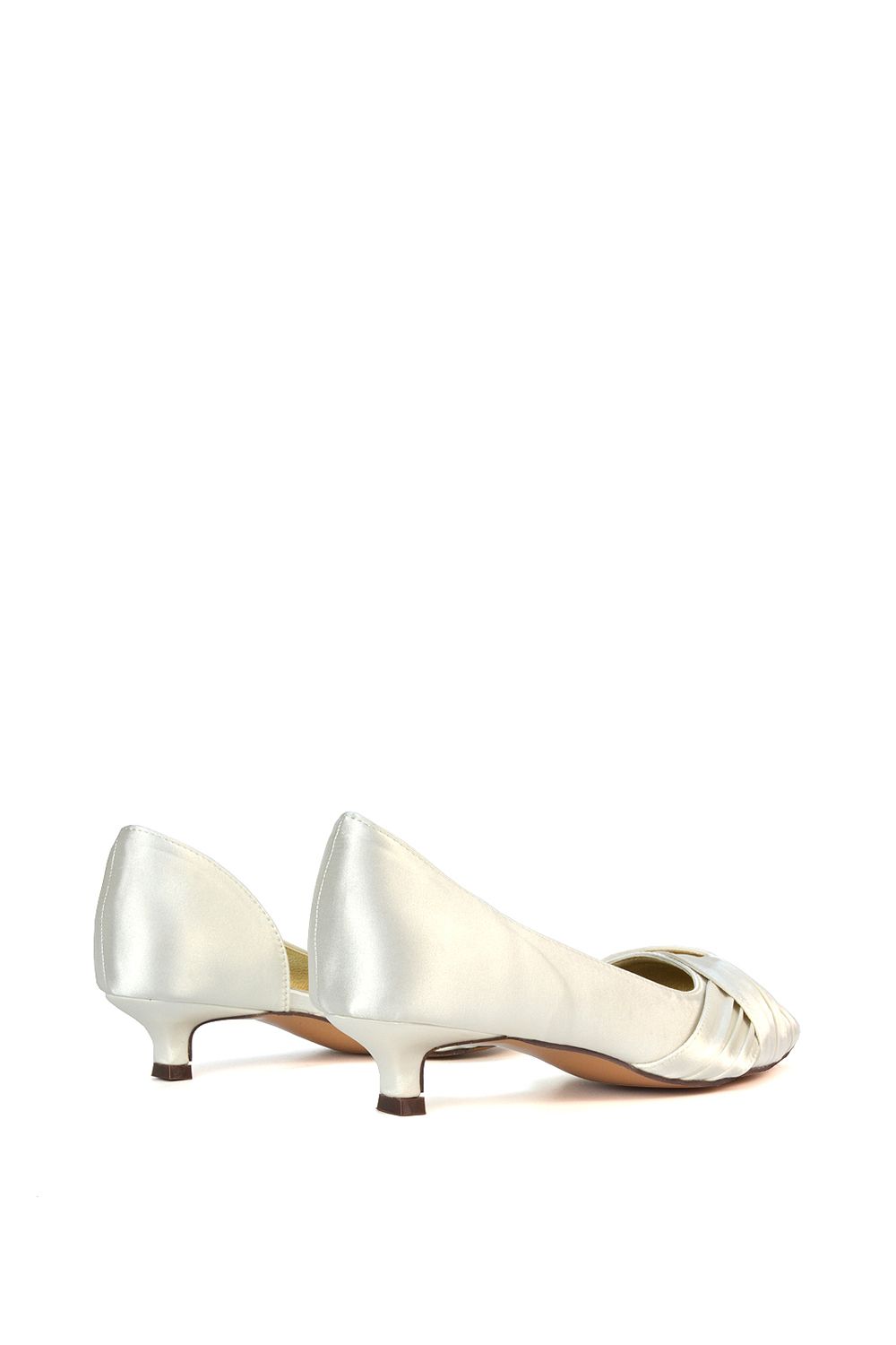 XY London 'Freya' Pointed Toe Kitten Low Heel Classic Bridal Shoe Pumps image 4