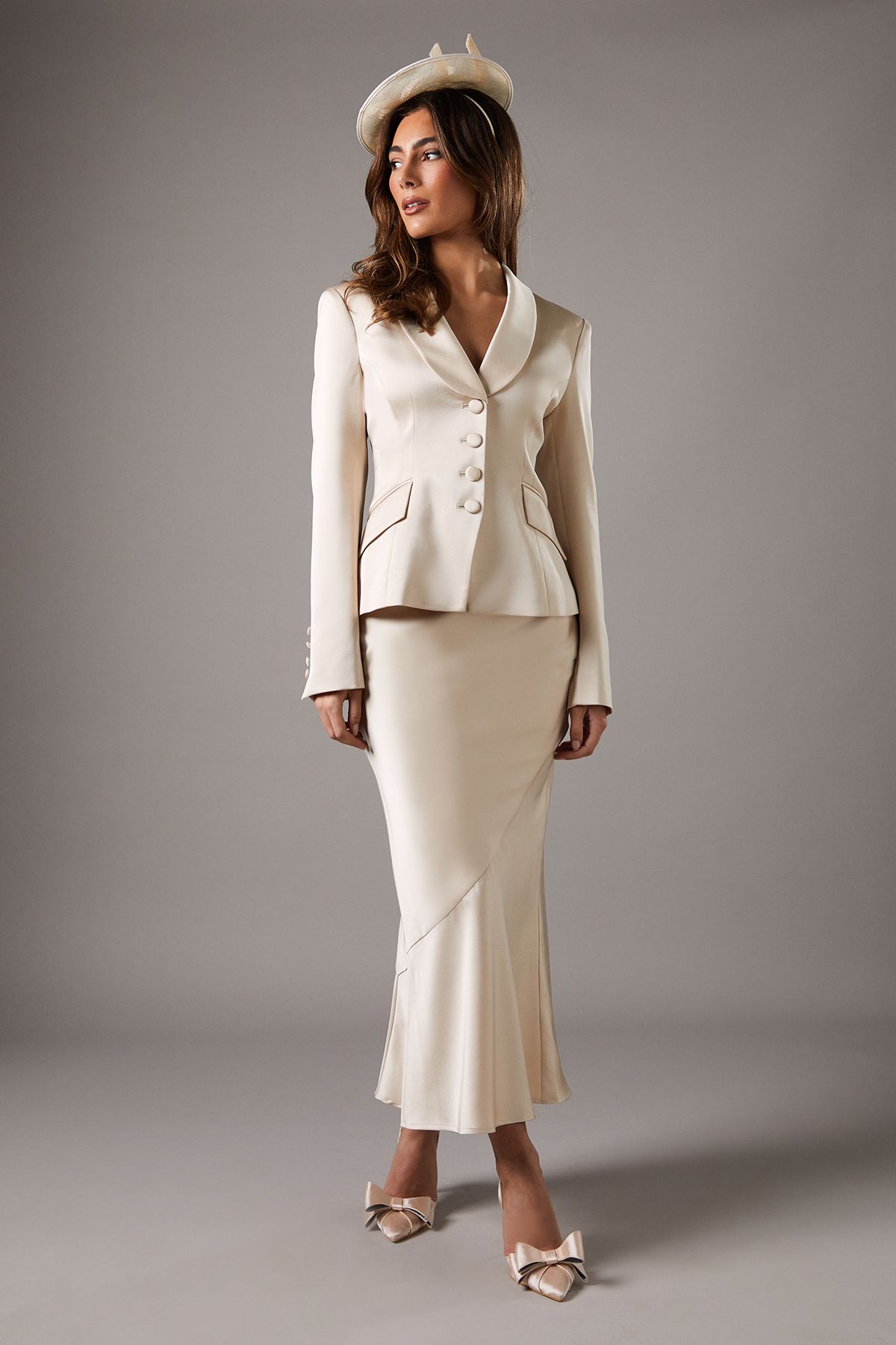 Coast Waisted Jacket With Satin Lapel Ivory image 2