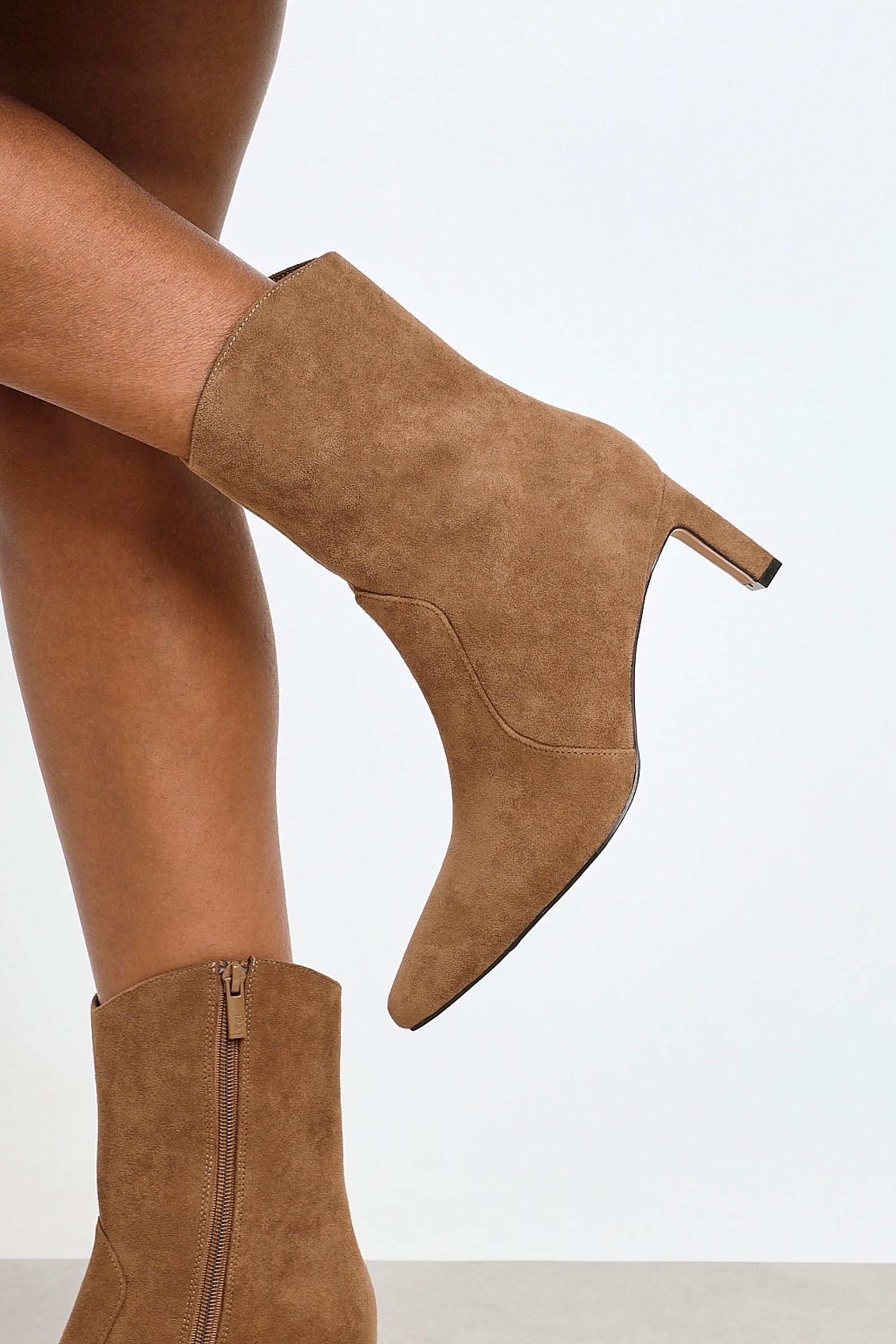 Linzi Calabasas Sand Faux Suede Western Inspired Heeled Boot image 6