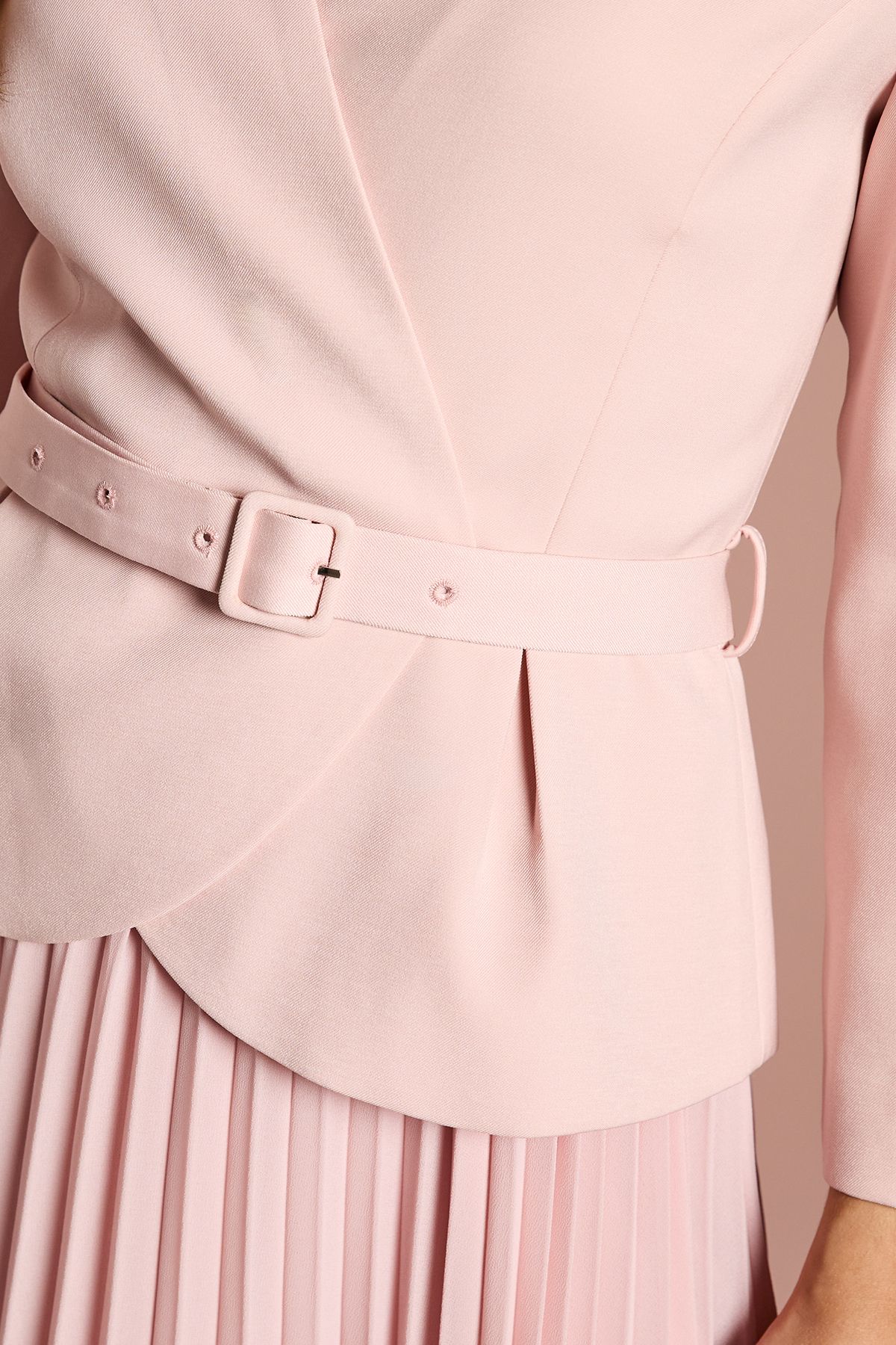 Coast Crepe Bodice Long Sleeve Pleated Midi Dress Rose image 5