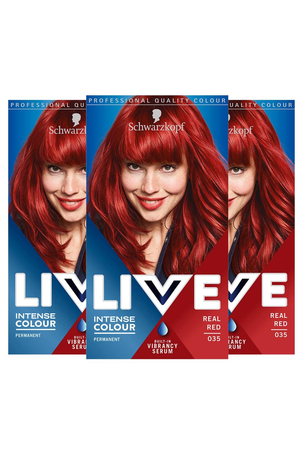 Schwarzkopf LIVE Real Red 'Hair Dye' Intense Colour 035 3 Pack image 1